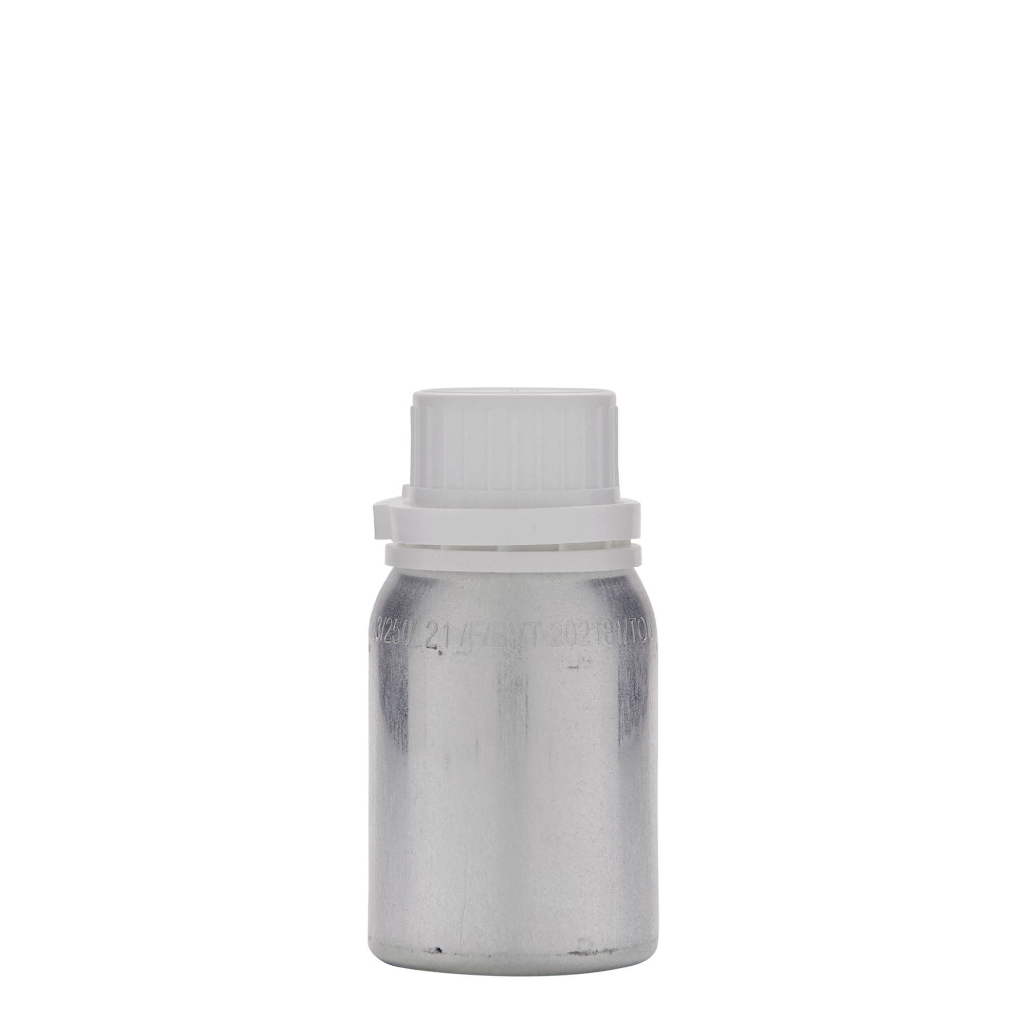 125 ml aluminiumsflaske, metall, sølv, åpning: DIN 32