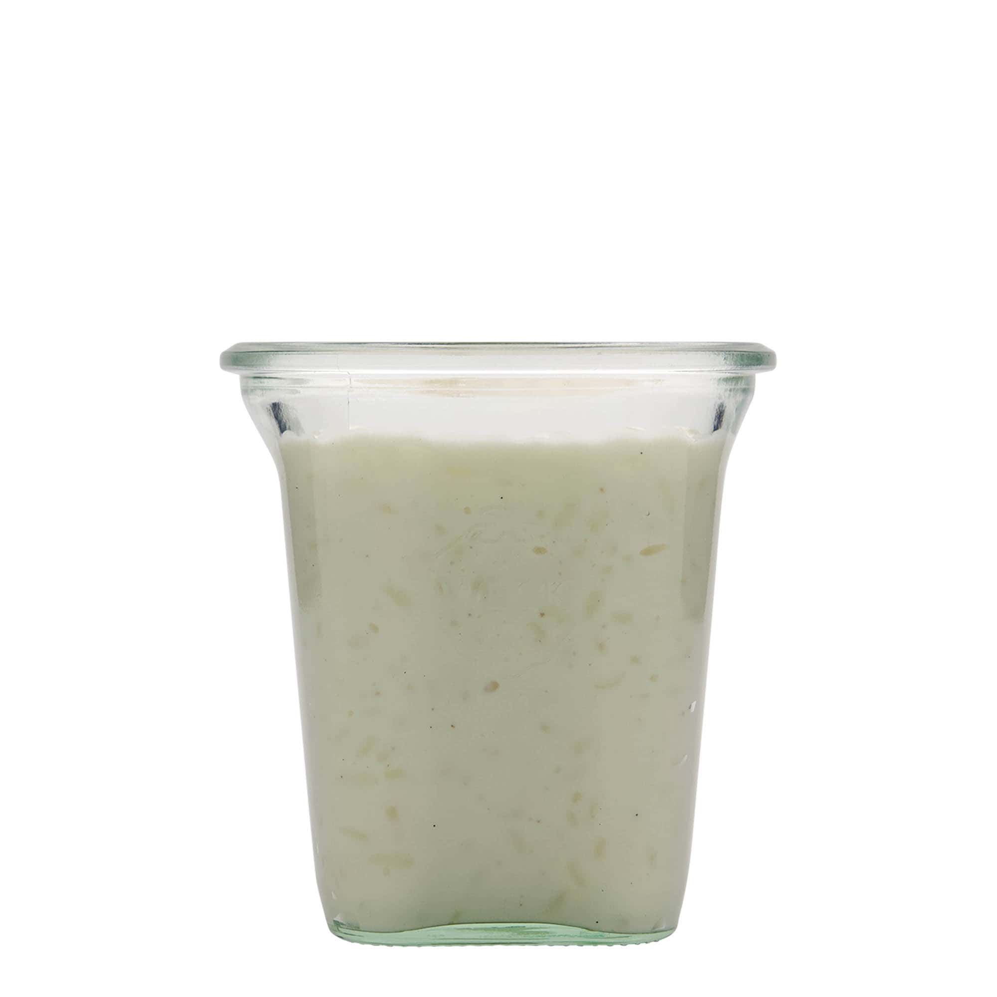 545 ml WECK-quadroglass, kvadratisk, åpning: rund kant
