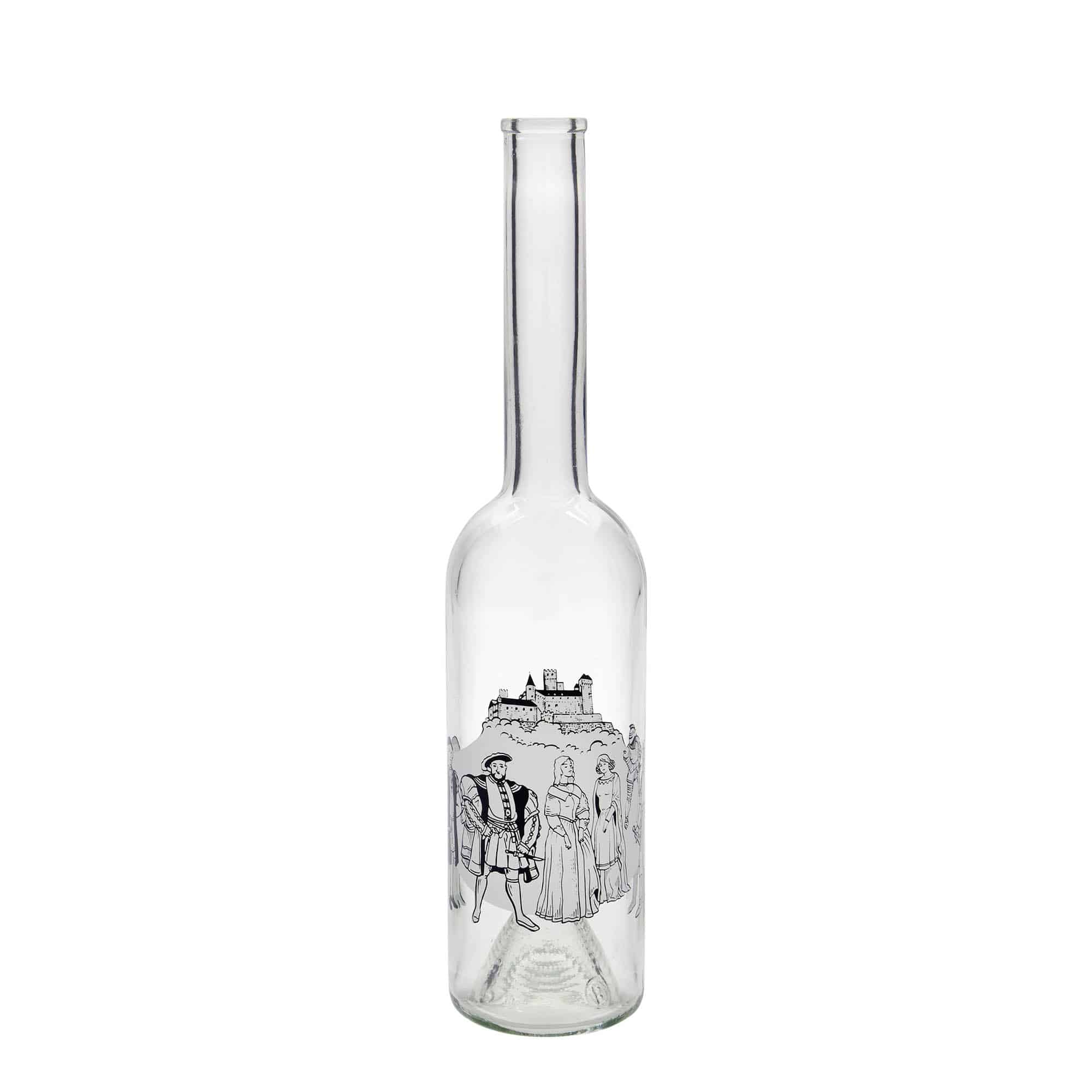 500 ml glassflaske "Opera", motiv: Mittelalter, åpning: Kork 500 ml glassflaske "Opera", motiv: Mittelalter, åpning: Kork