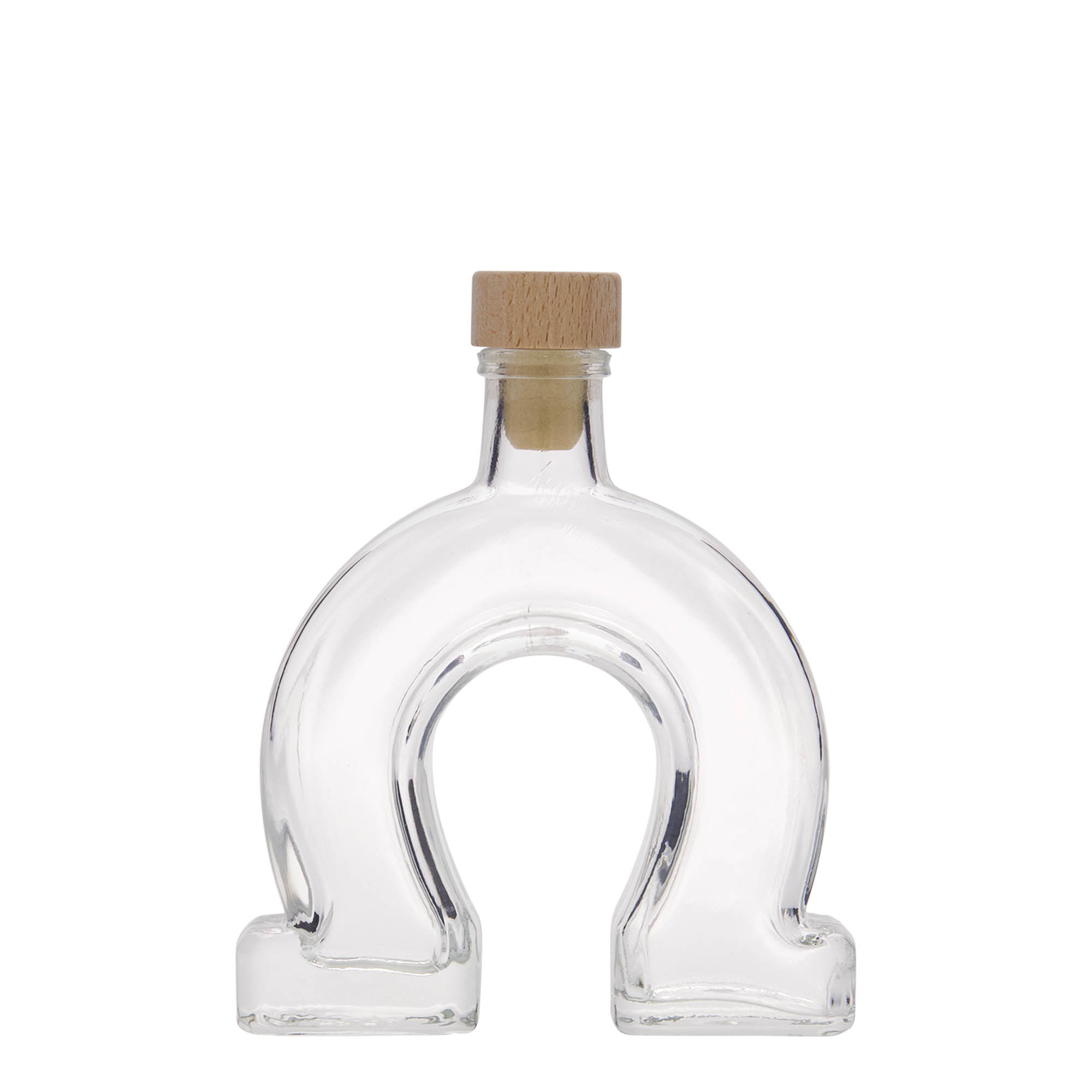 100 ml glassflaske 'Hestesko', åpning: kork