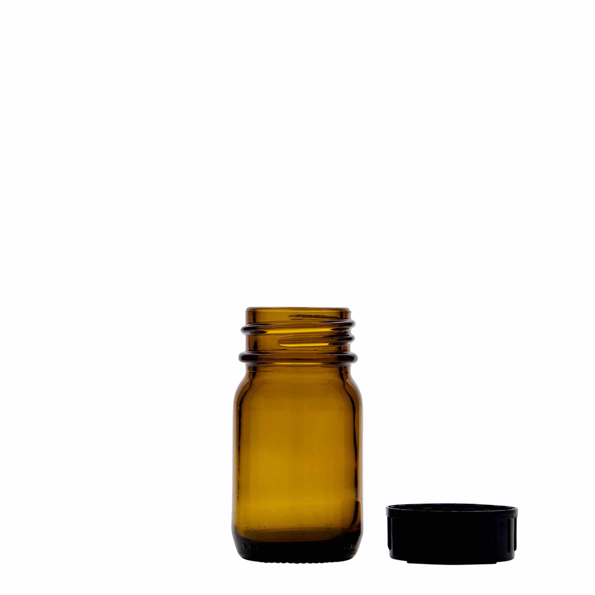 30 ml bredhalsglass, brunt, åpning: DIN 32