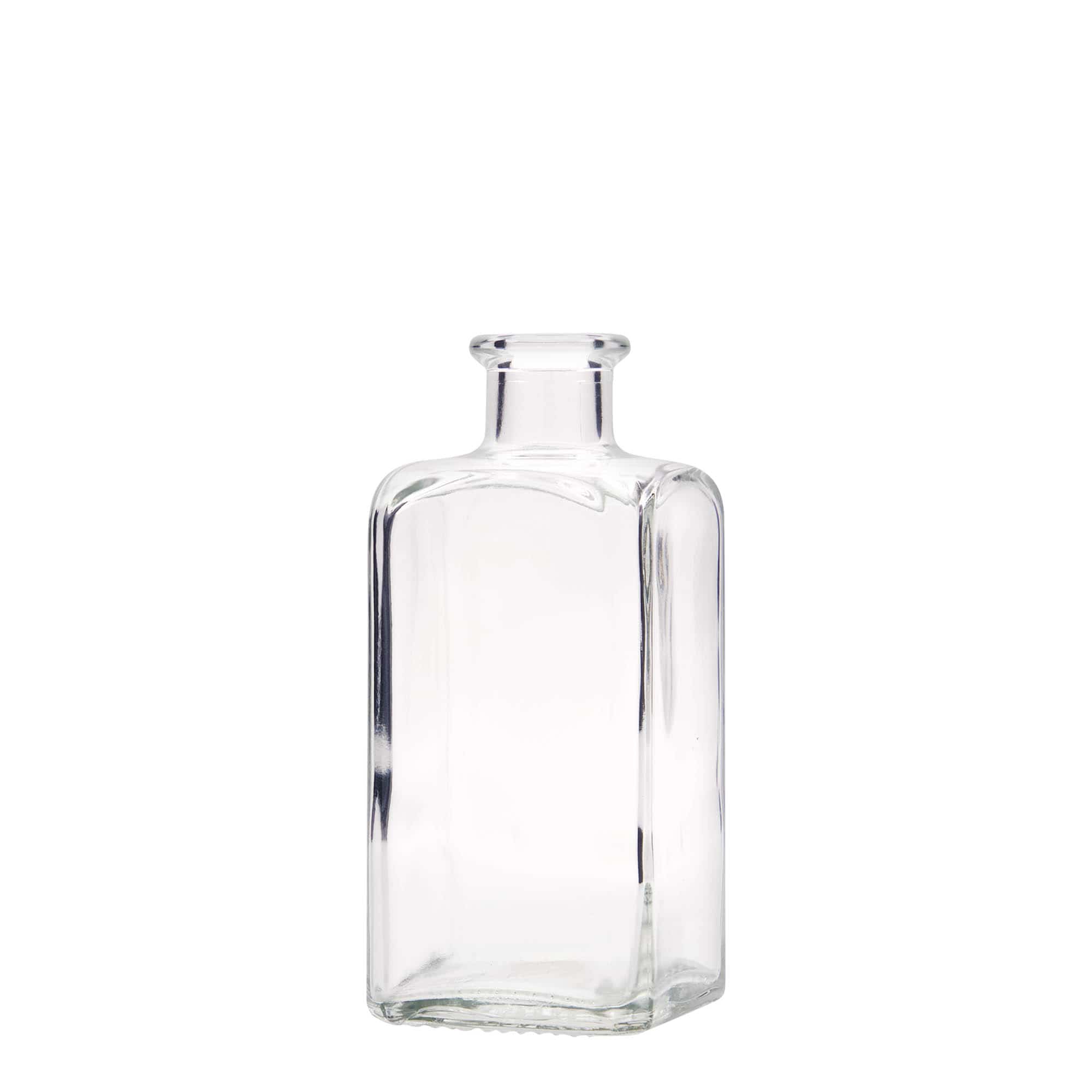 250 ml glassflaske Apotheker Carré, firkantet, åpning: kork