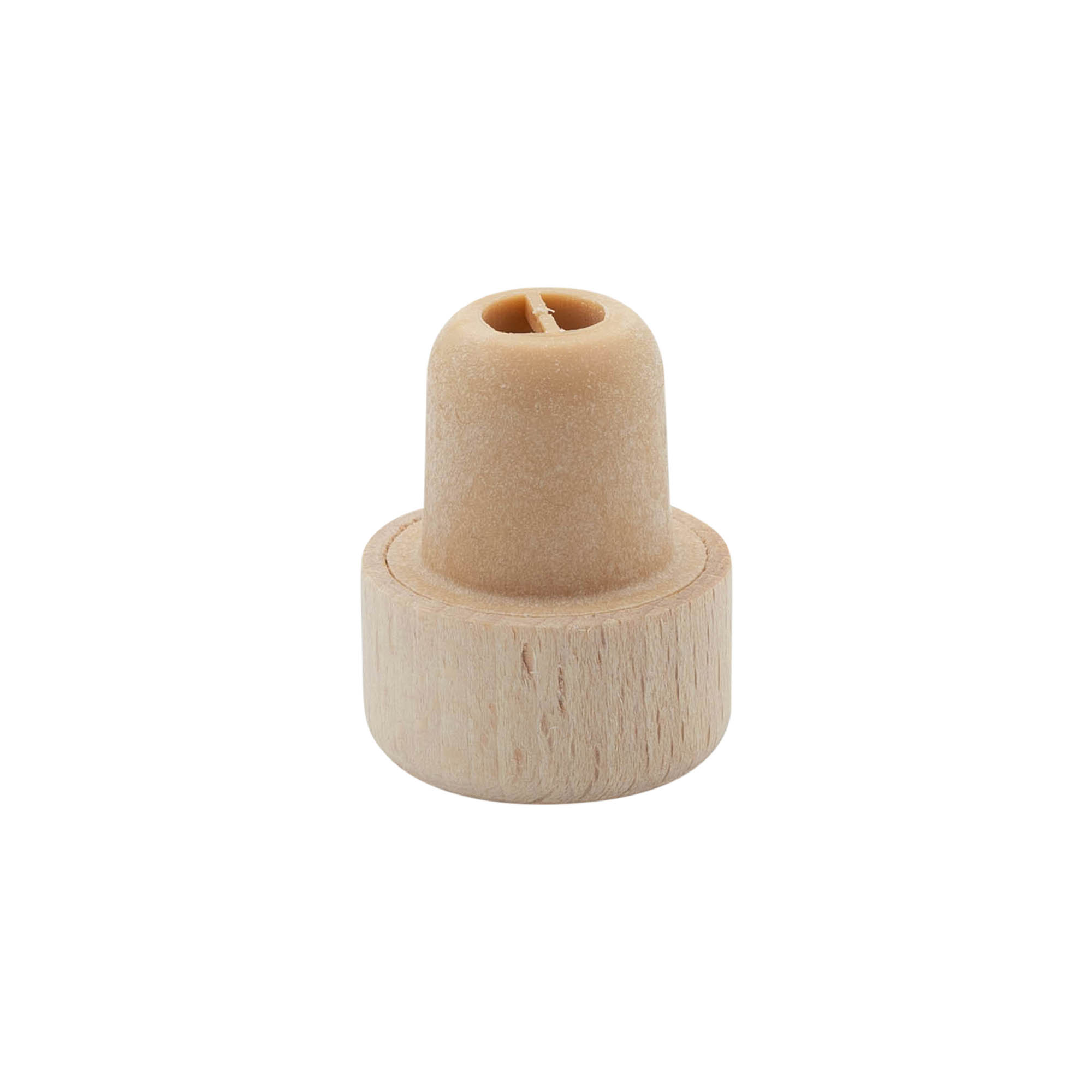 Håndtappingskork med doseringsåpning 19 mm, tre/plast, beige, for åpning: kork Håndtappingskork med doseringsåpning 19 mm, tre/plast, beige, for åpning: kork