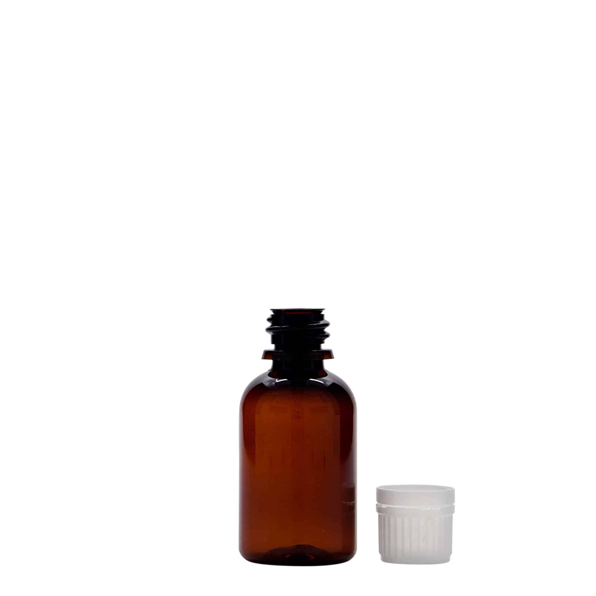 30 ml PET-medisinflaske "Easy Living", brun, plast, åpning: DIN 18