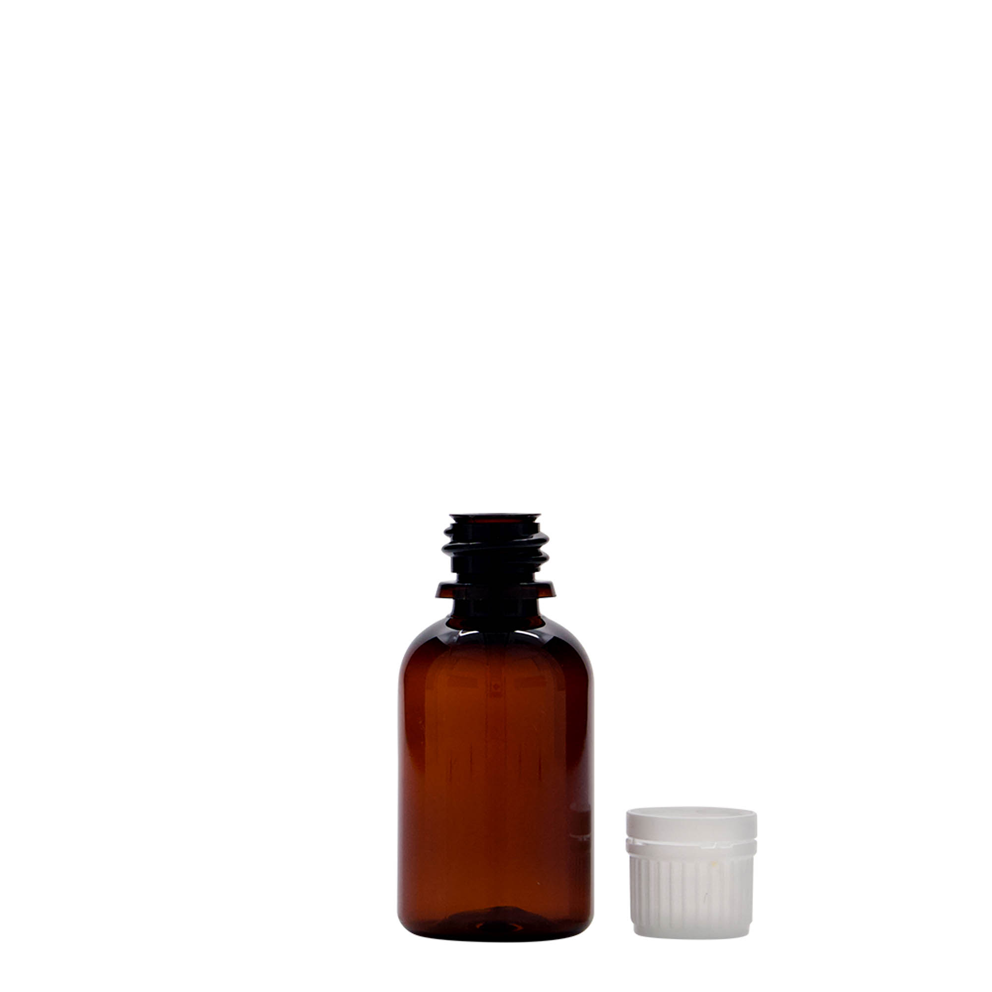 30 ml PET-medisinflaske 'Easy Living', brun, plast, åpning: DIN 18