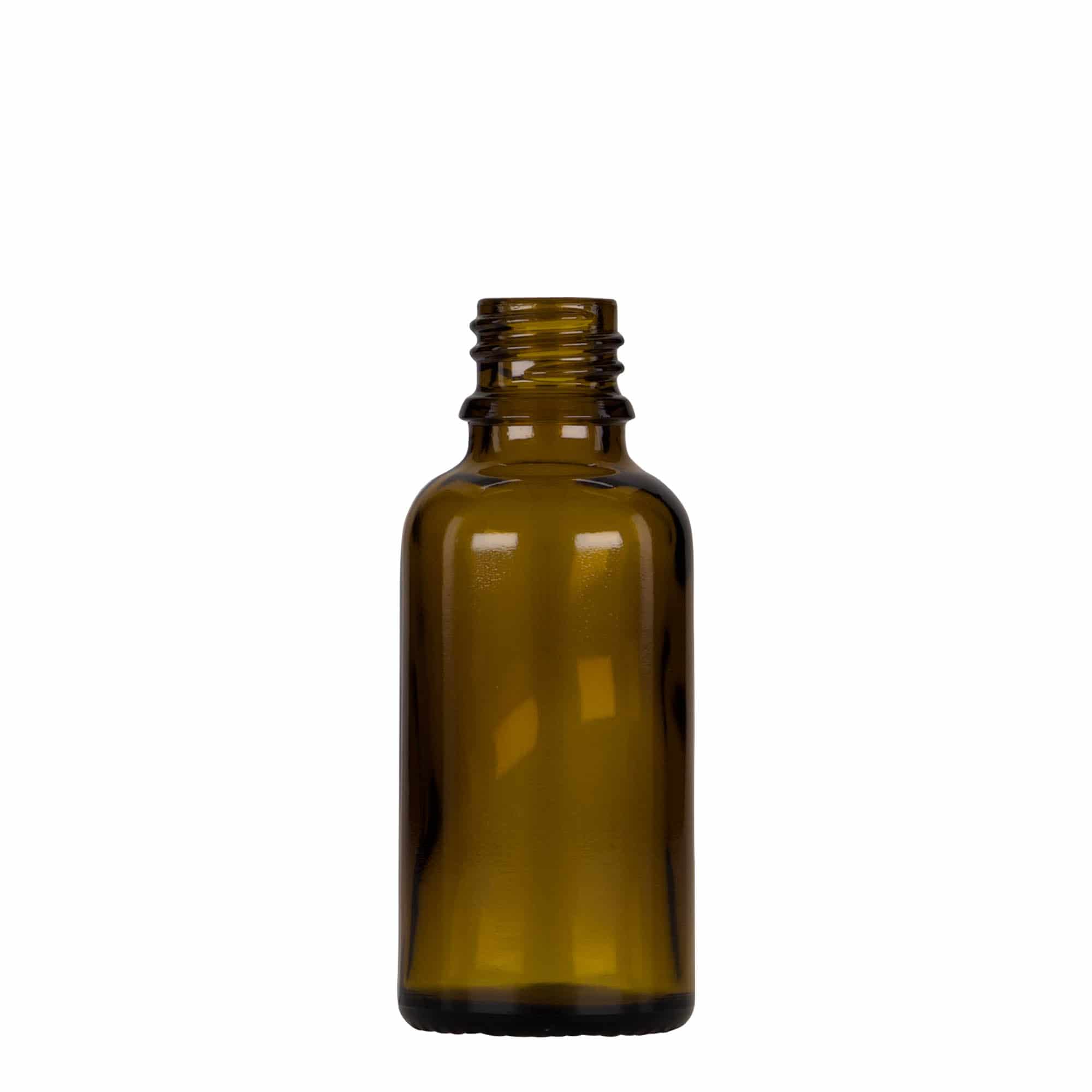 30 ml pipetteflaske medisin, glass, brun-svart, åpning: DIN 18