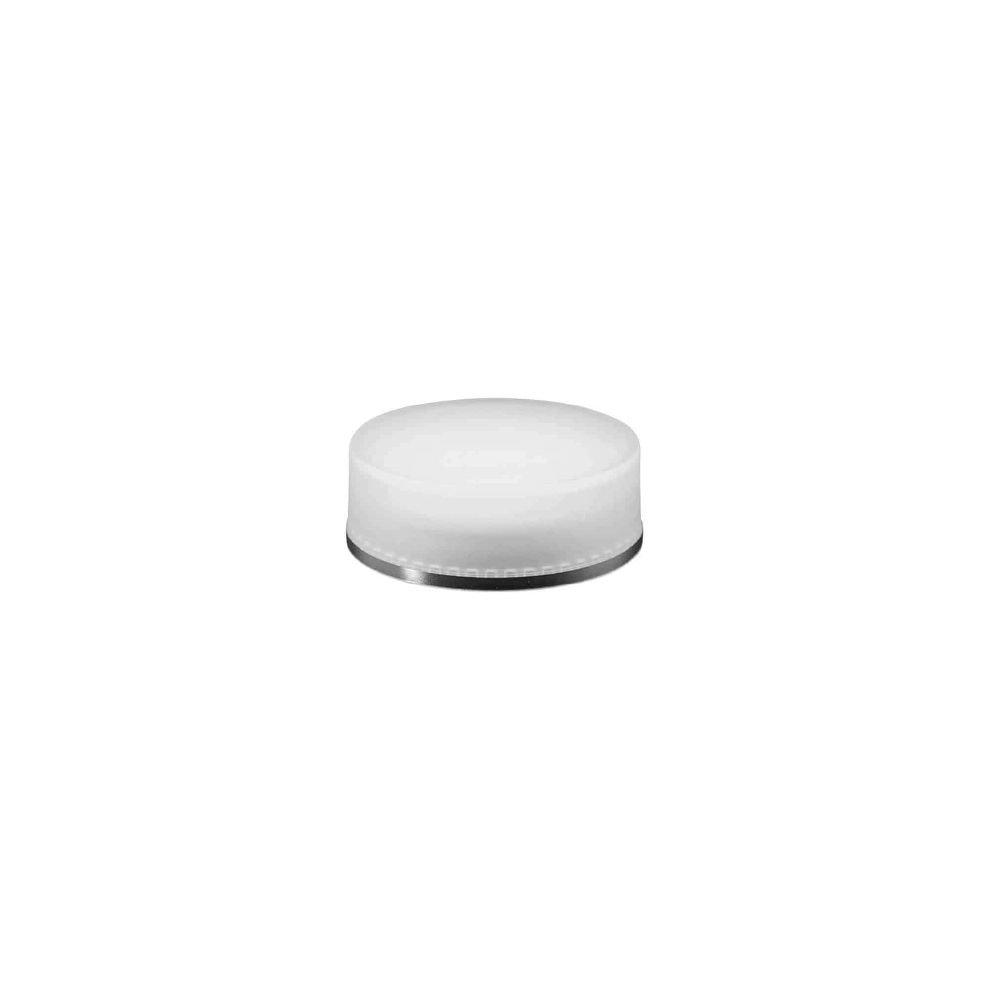 skrulokk "Clear/Platin Edition", PP-plast, hvit, for åpning: 45/2P
