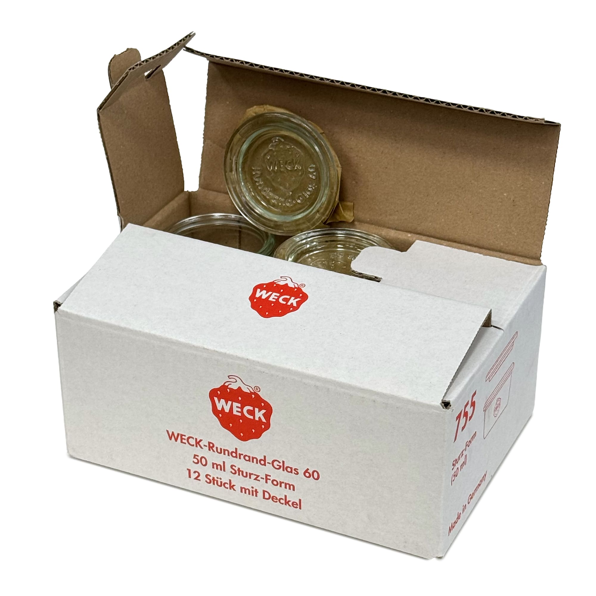 12x 50 ml WECK-sylteglass av terrintype med glasslokk RR 60