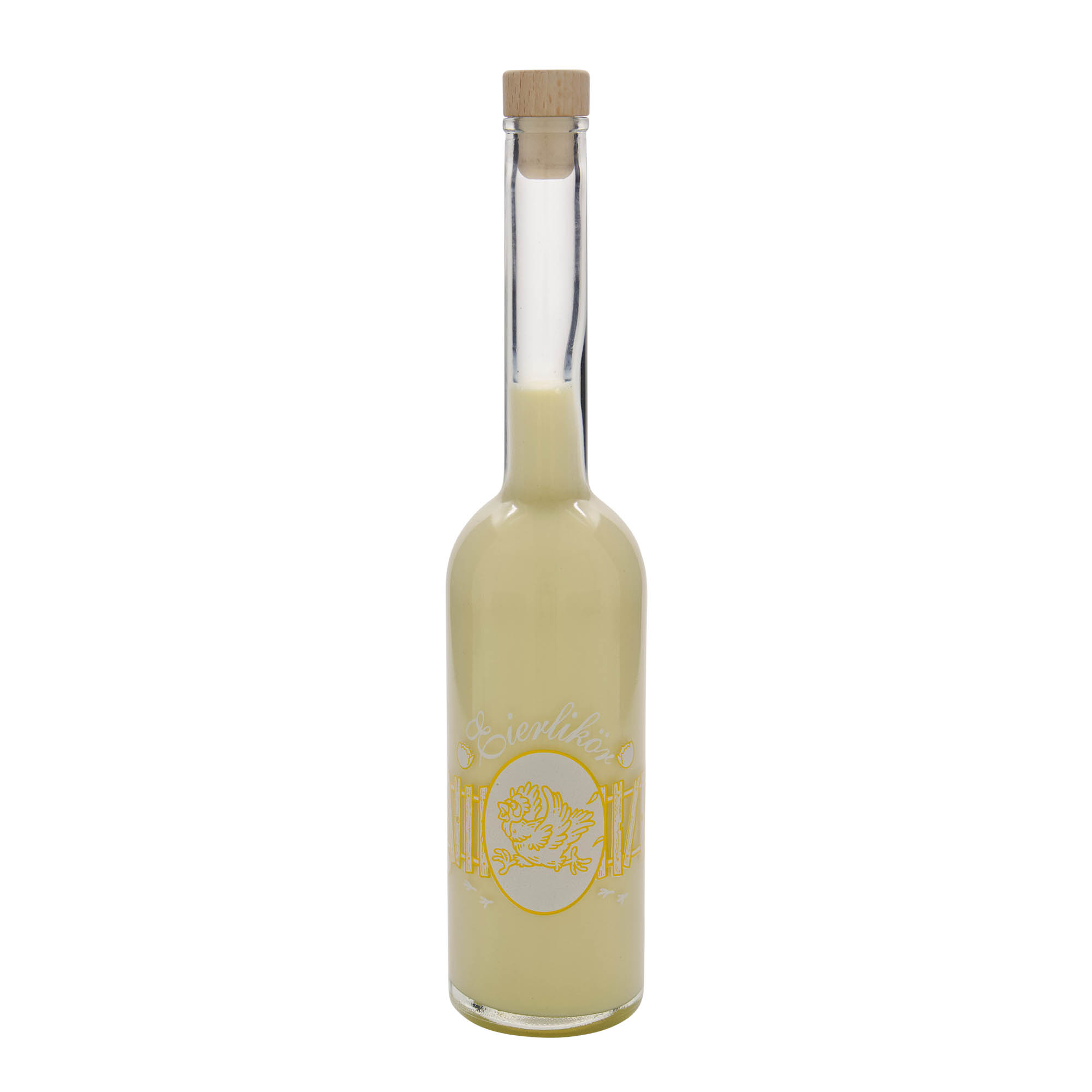 500 ml glassflaske 'Opera', motiv: eggelikør, åpning: kork