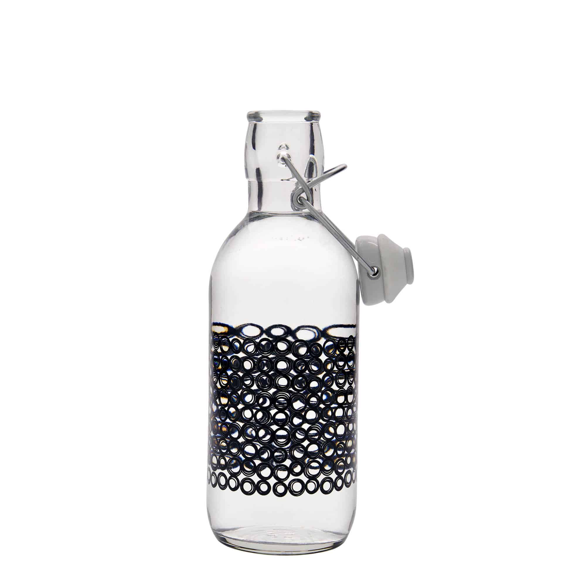 500 ml glassflaske "Emilia", motiv: Circola nero, åpning: Bøylelokk