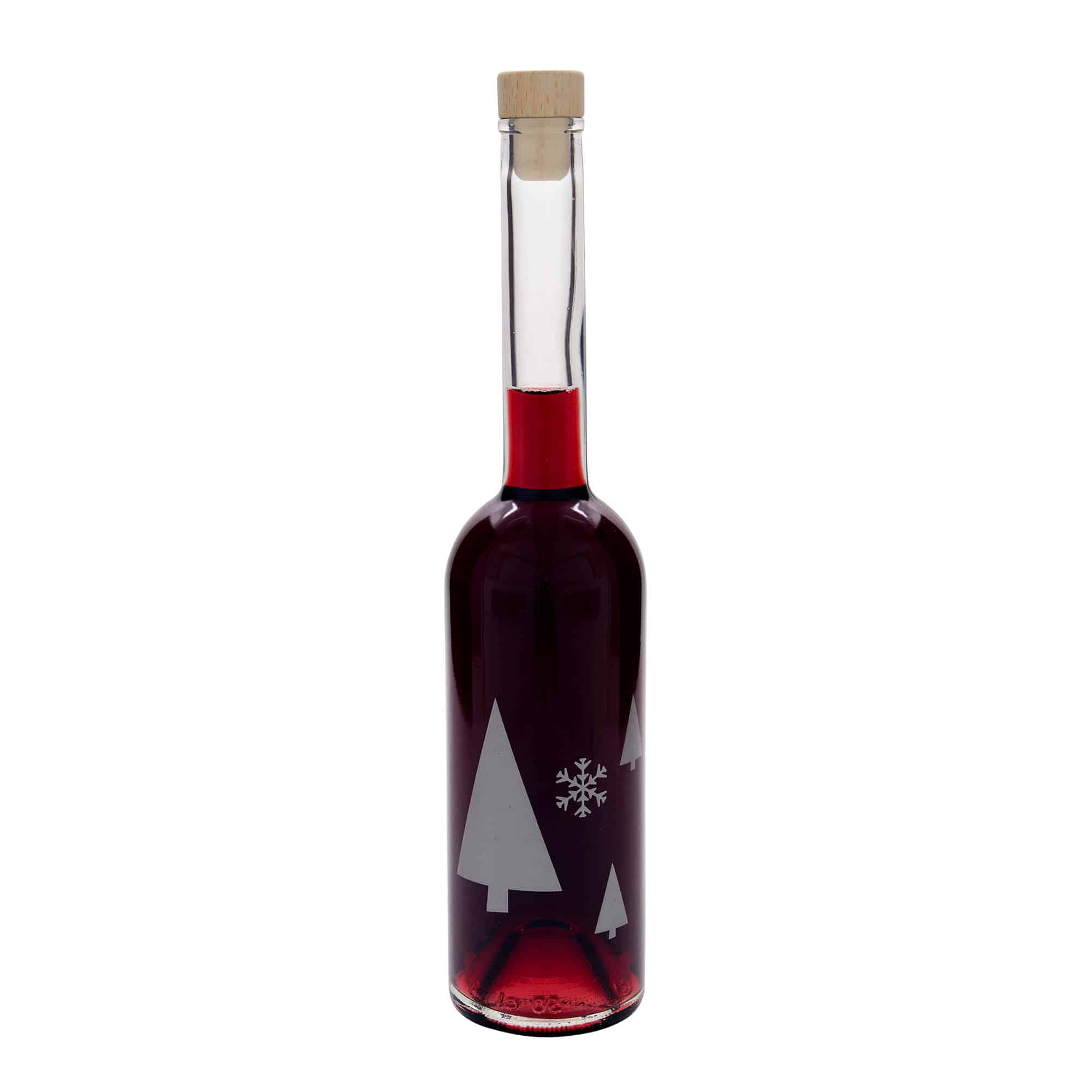 500 ml glassflaske "Opera", motiv: Snøfnugg, åpning: Kork