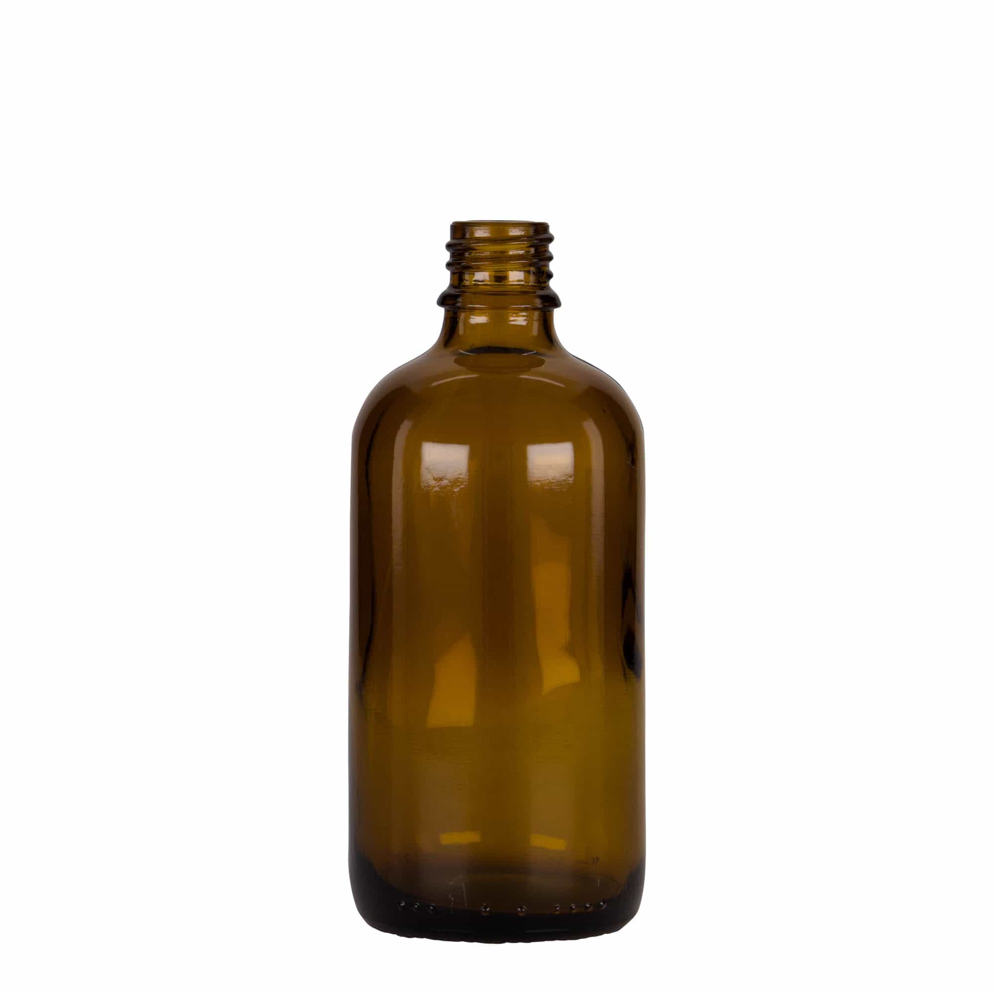 100 ml pipetteflaske medisin, glass, brun-svart, åpning: DIN 18
