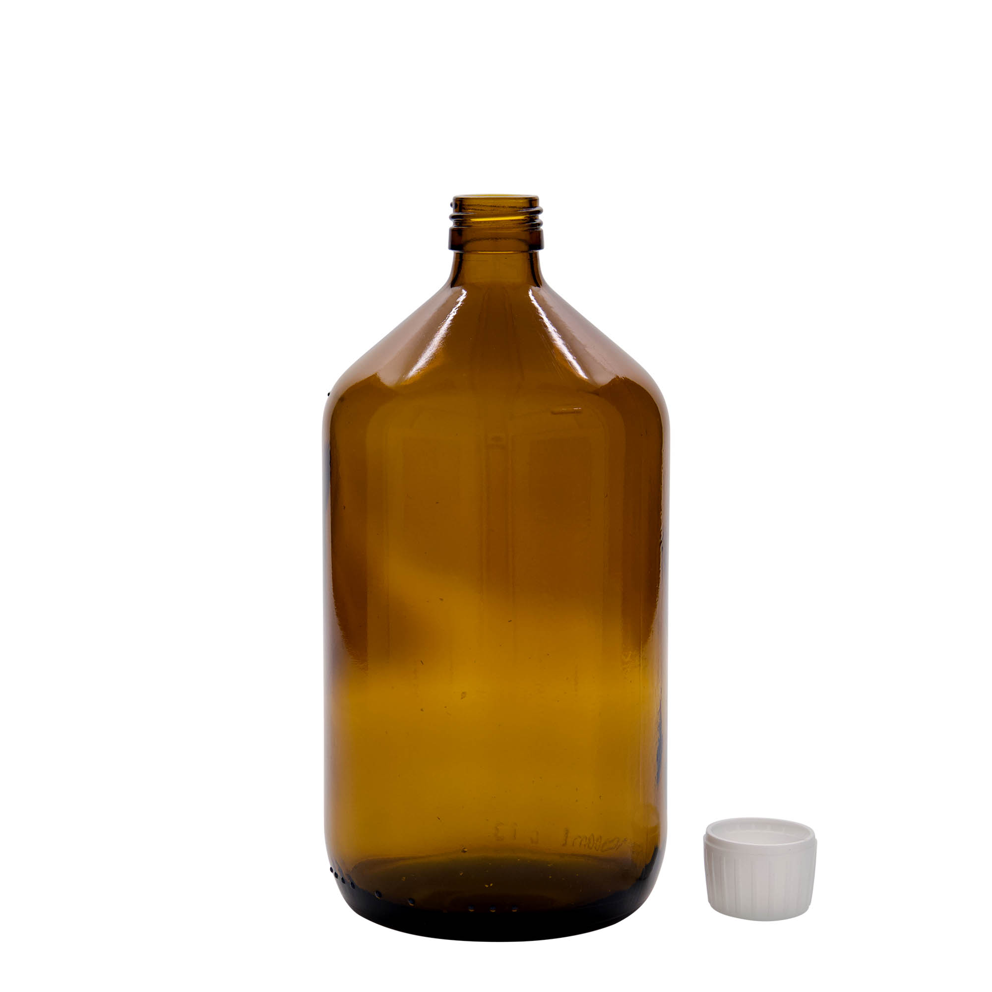 1.000 ml medisinsk flaske, brun, glass, åpning: PP 28
