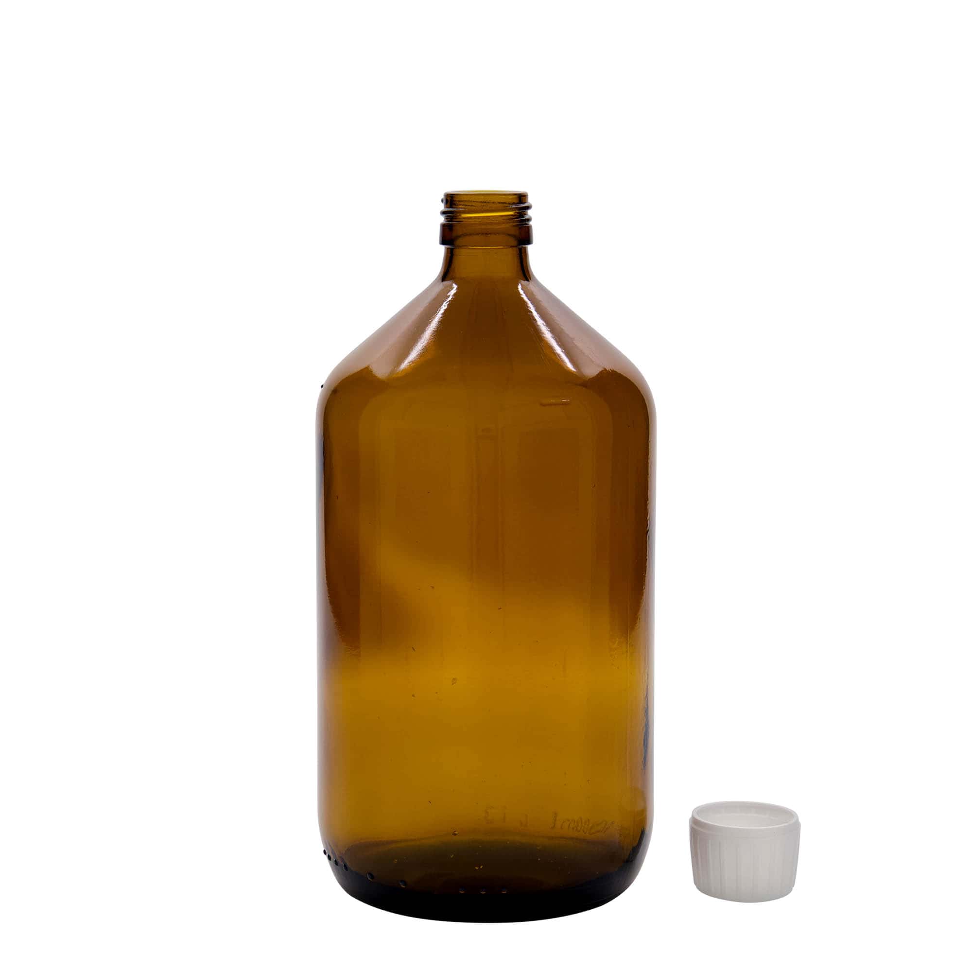 1.000 ml medisinsk flaske, brun, glass, åpning: PP 28 1.000 ml medisinsk flaske, brun, glass, åpning: PP 28