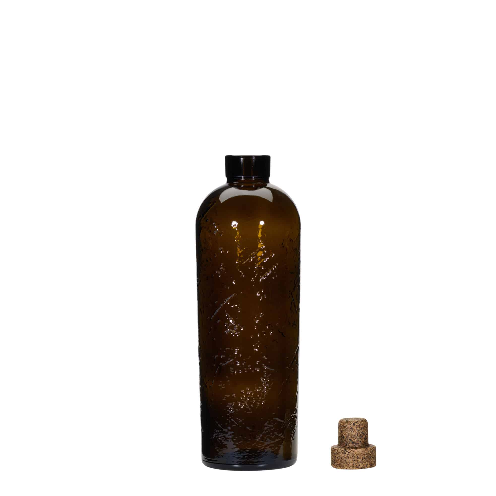 700 ml vilt laget glassflaske 'Natural', brun, åpning: kork