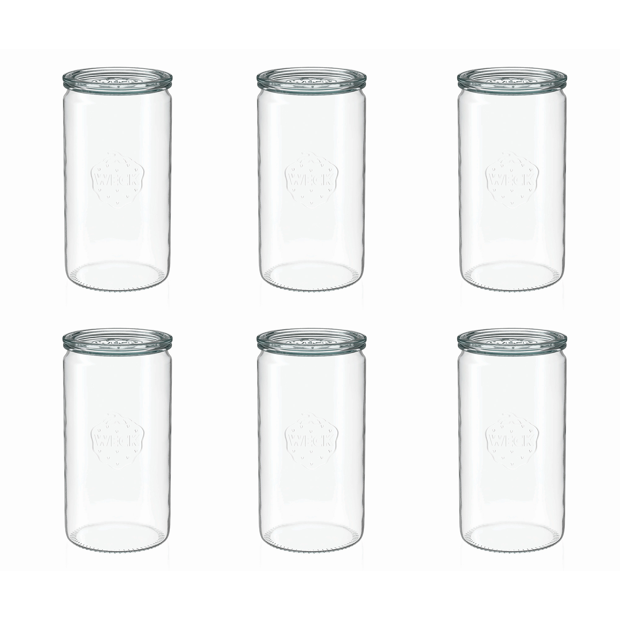 6x 1575 ml WECK-sylinderglass med glasslokk RR 100