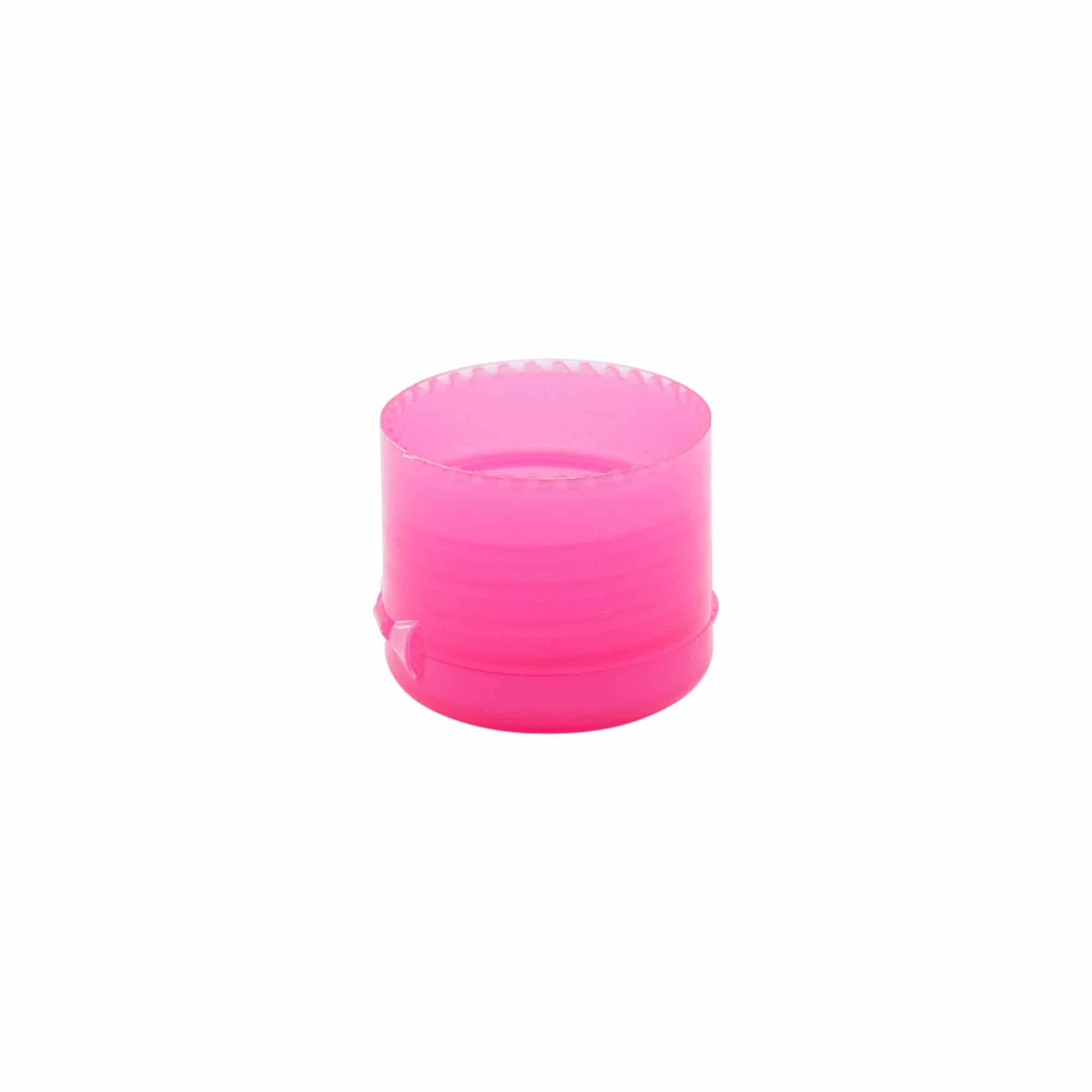 Skrulokk med hengsel, PP-plast, rosa, for åpning: 24/410