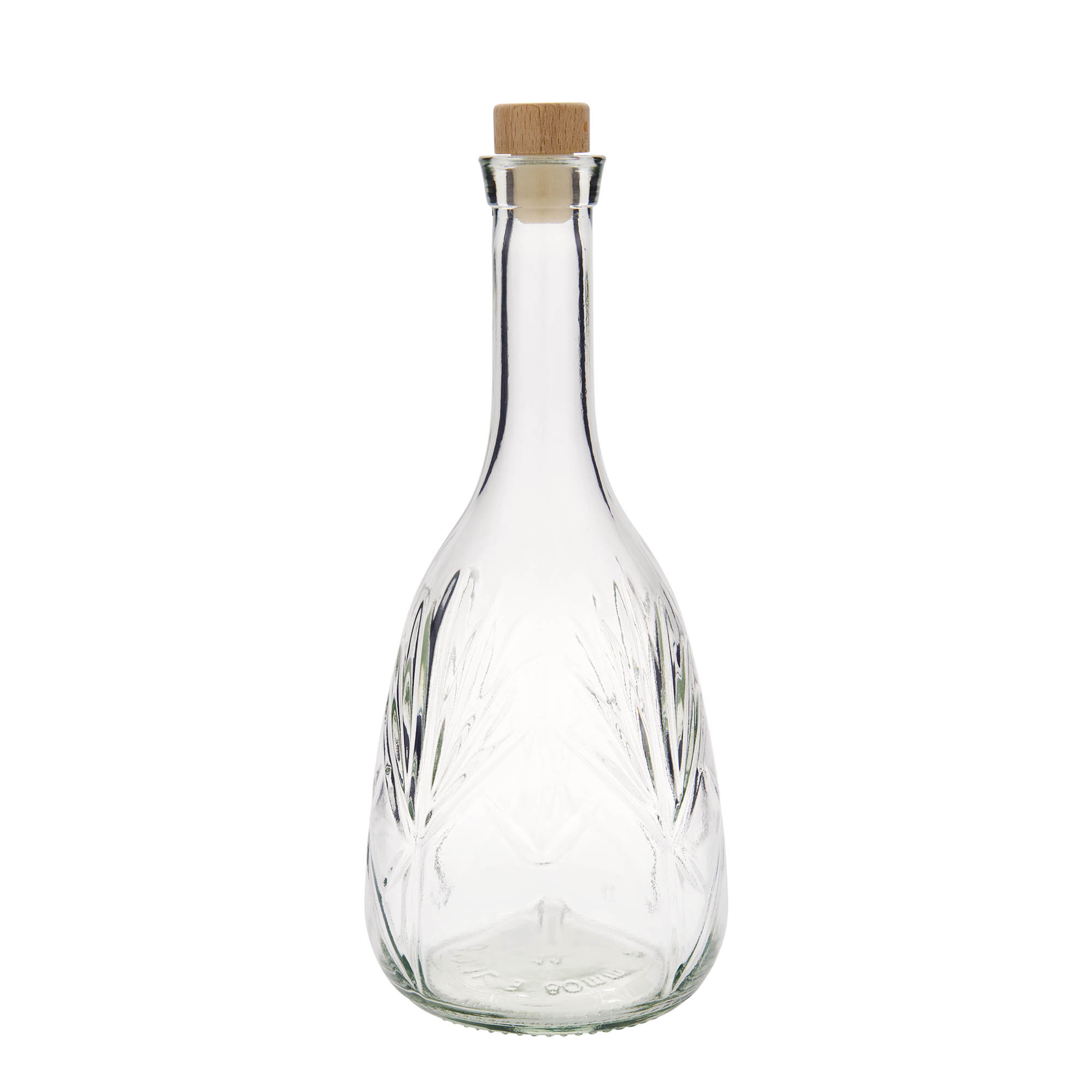 1.000 ml glassflaske 'Reliefa', åpning: kork