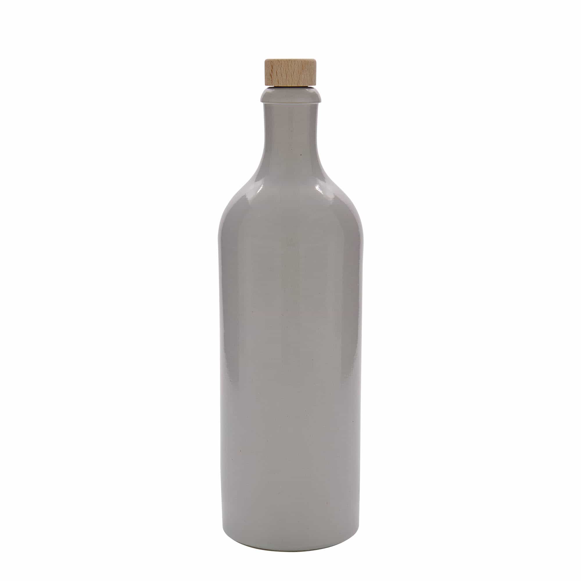 700 ml leirkrus, steintøy, hvit, åpning: Kork