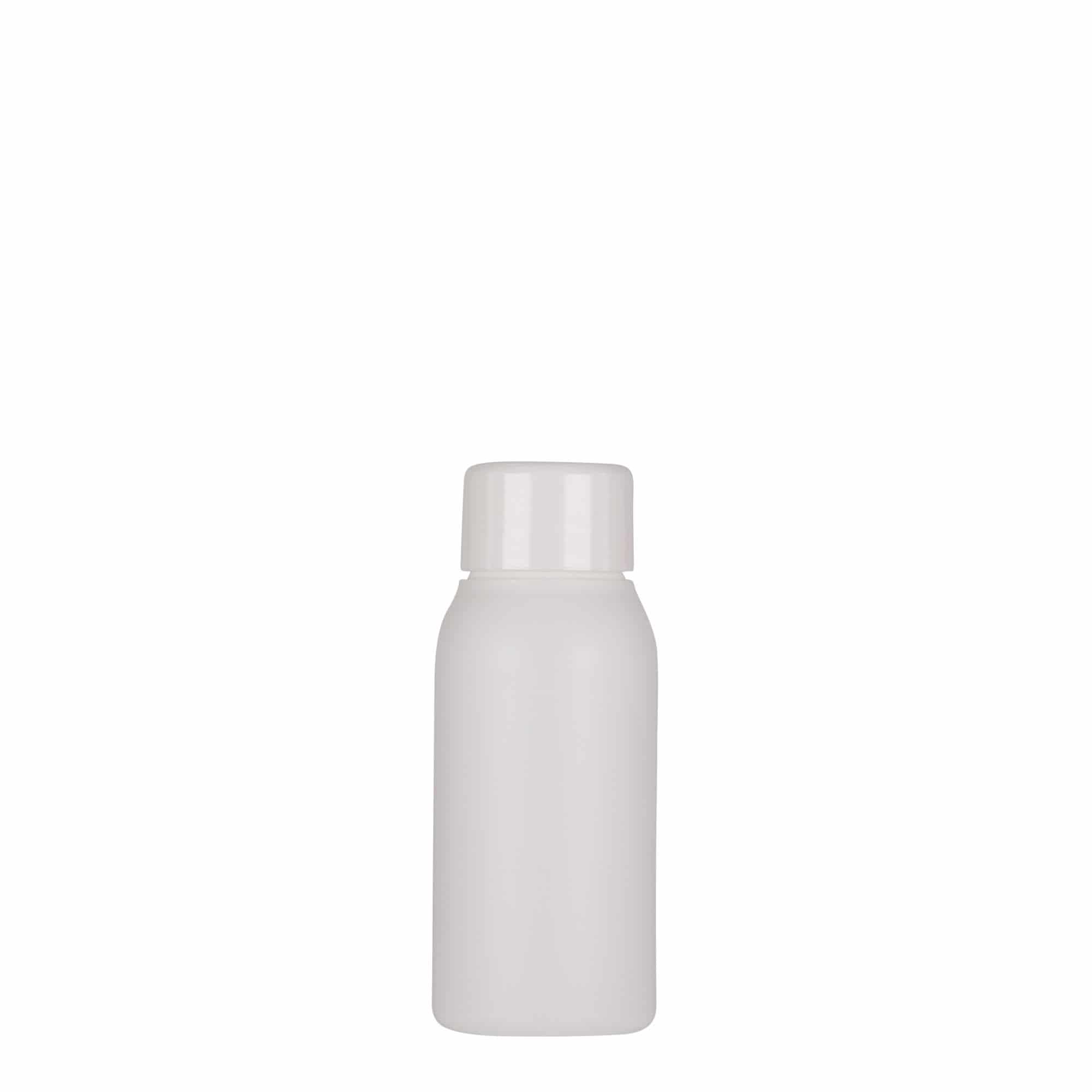 50 ml plastflaske "Tuffy", HDPE, hvit, åpning: GPI 24/410