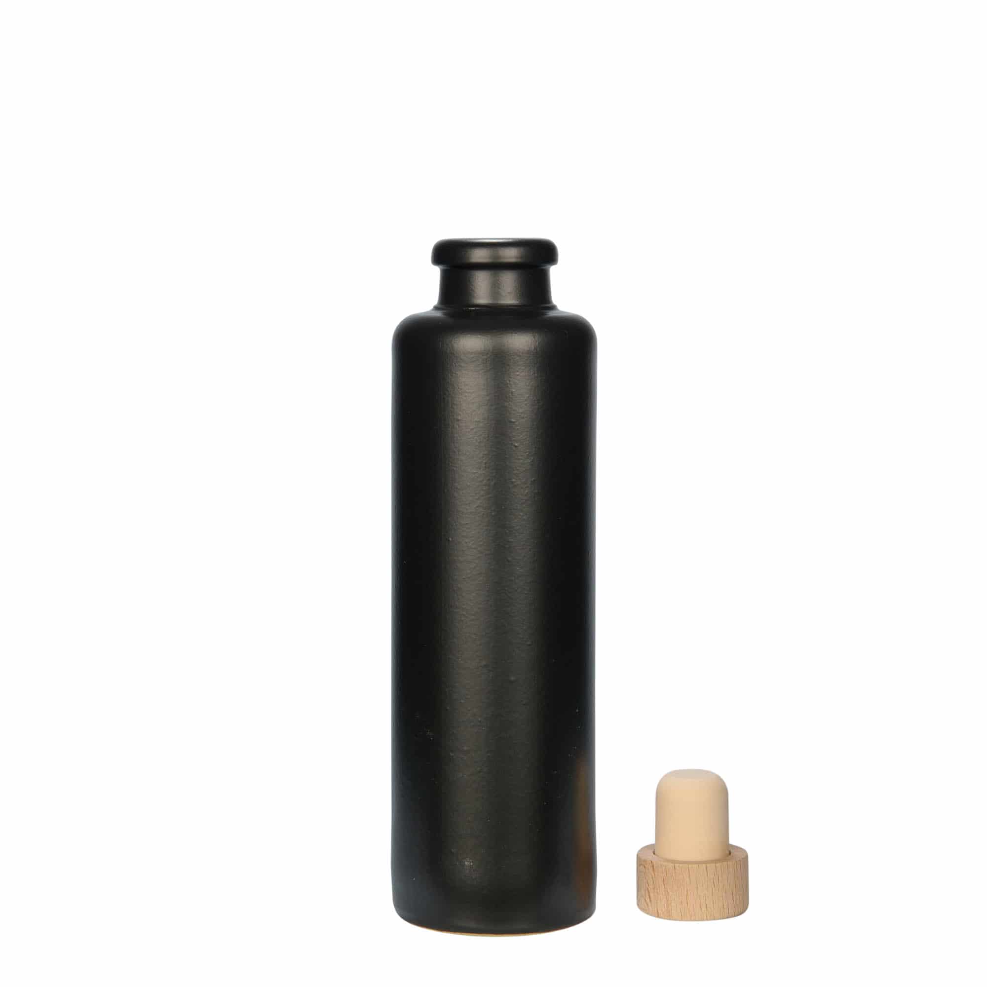 200 ml tonkrukke, steingods, svart, åpning: kork