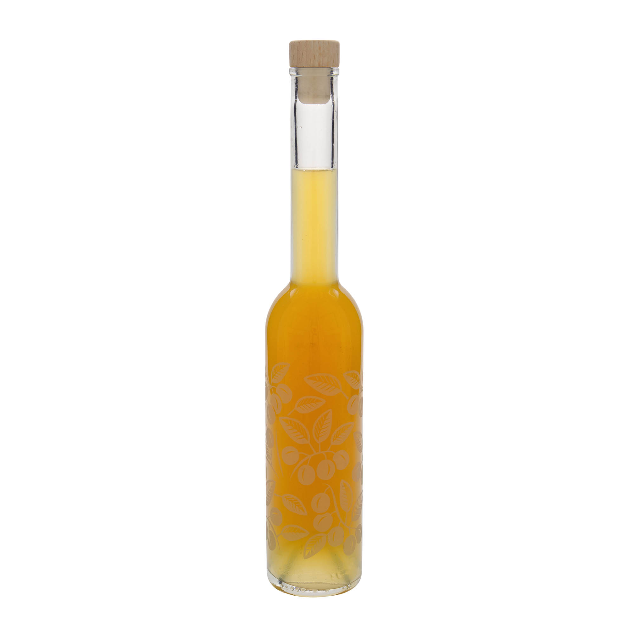 350 ml glassflaske 'Opera', motiv: Mirabeller, munnstykke: kork