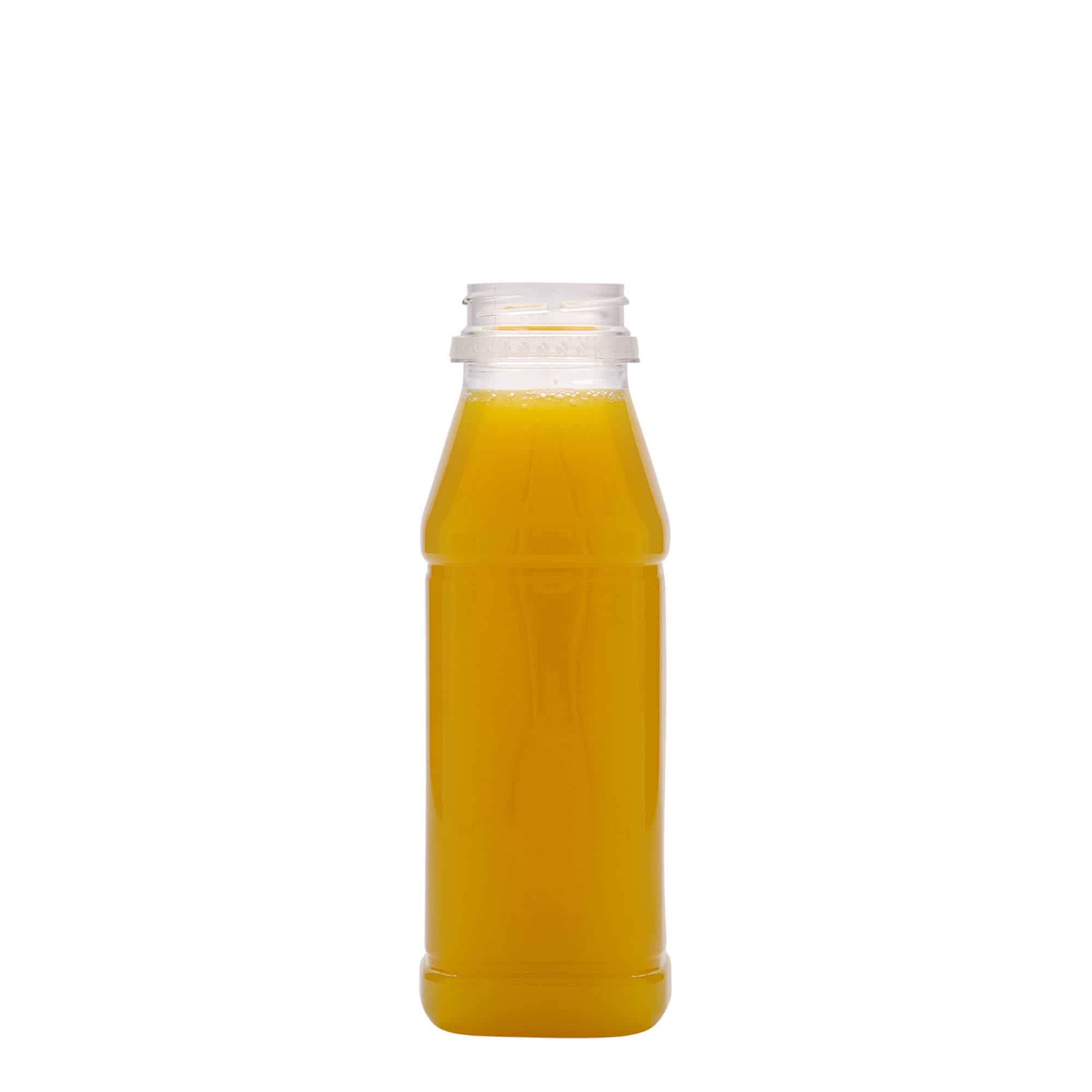 330 ml PET-flaske "Milk and Juice Carré", kvadratisk, plast, åpning: 38 mm