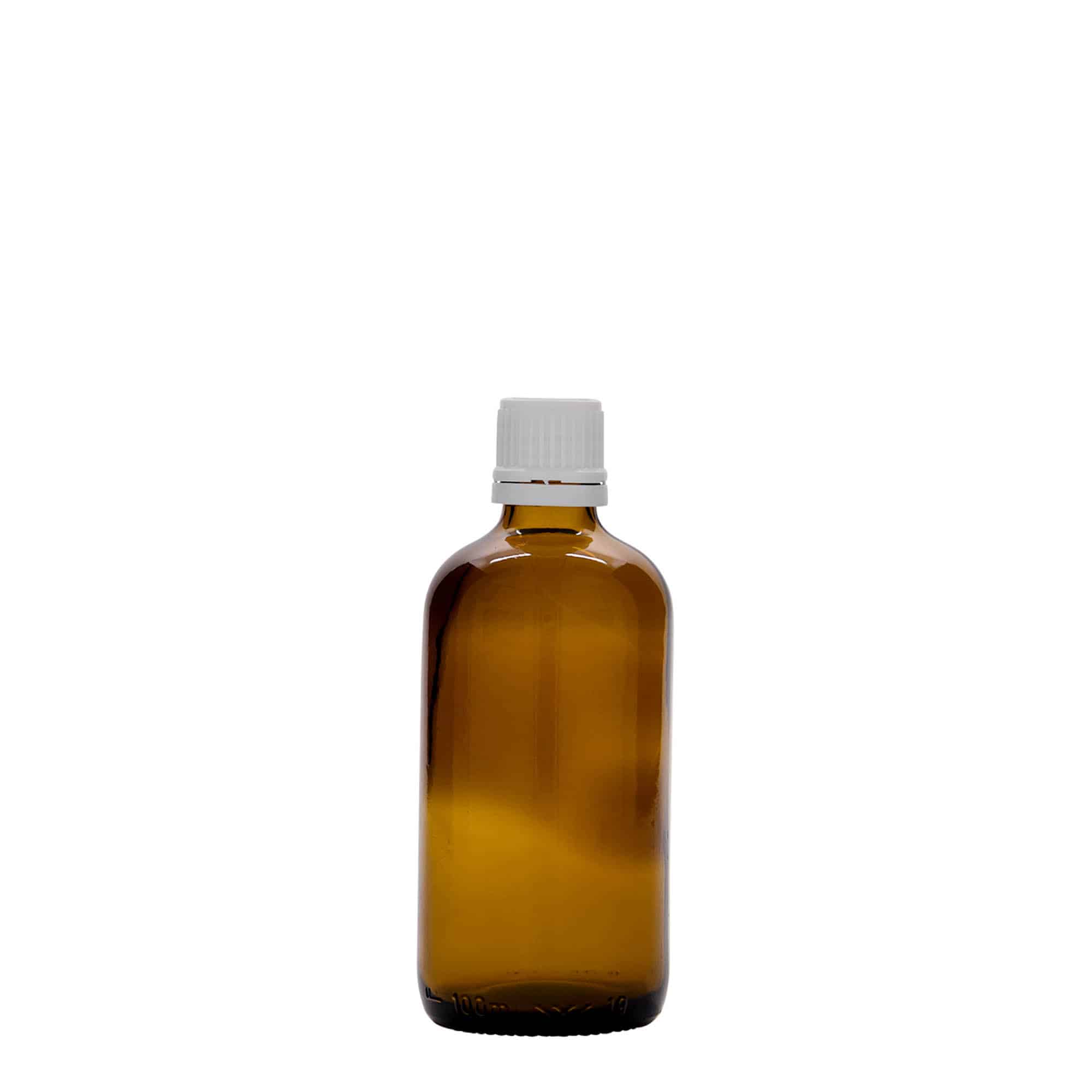 100 ml medisinsk flaske, glass, brun, åpning: DIN 18