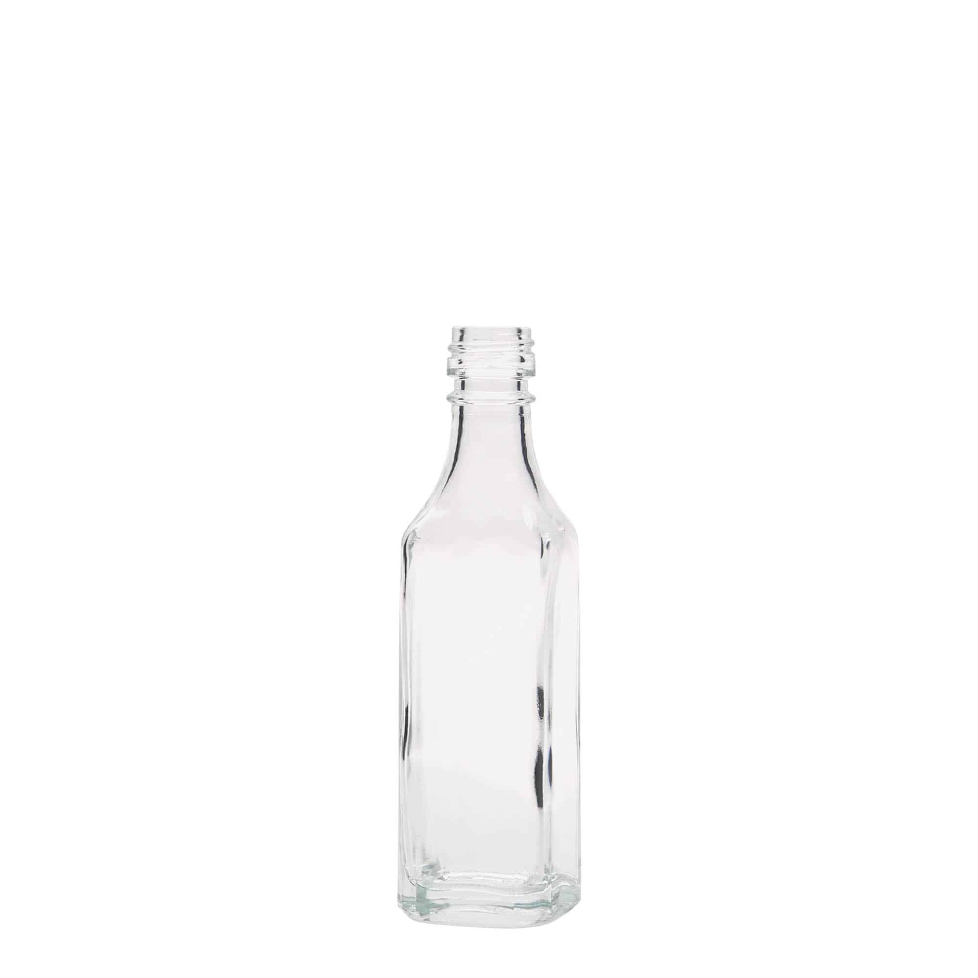 50 ml glassflaske "Siena", kvadratisk, åpning: PP 18