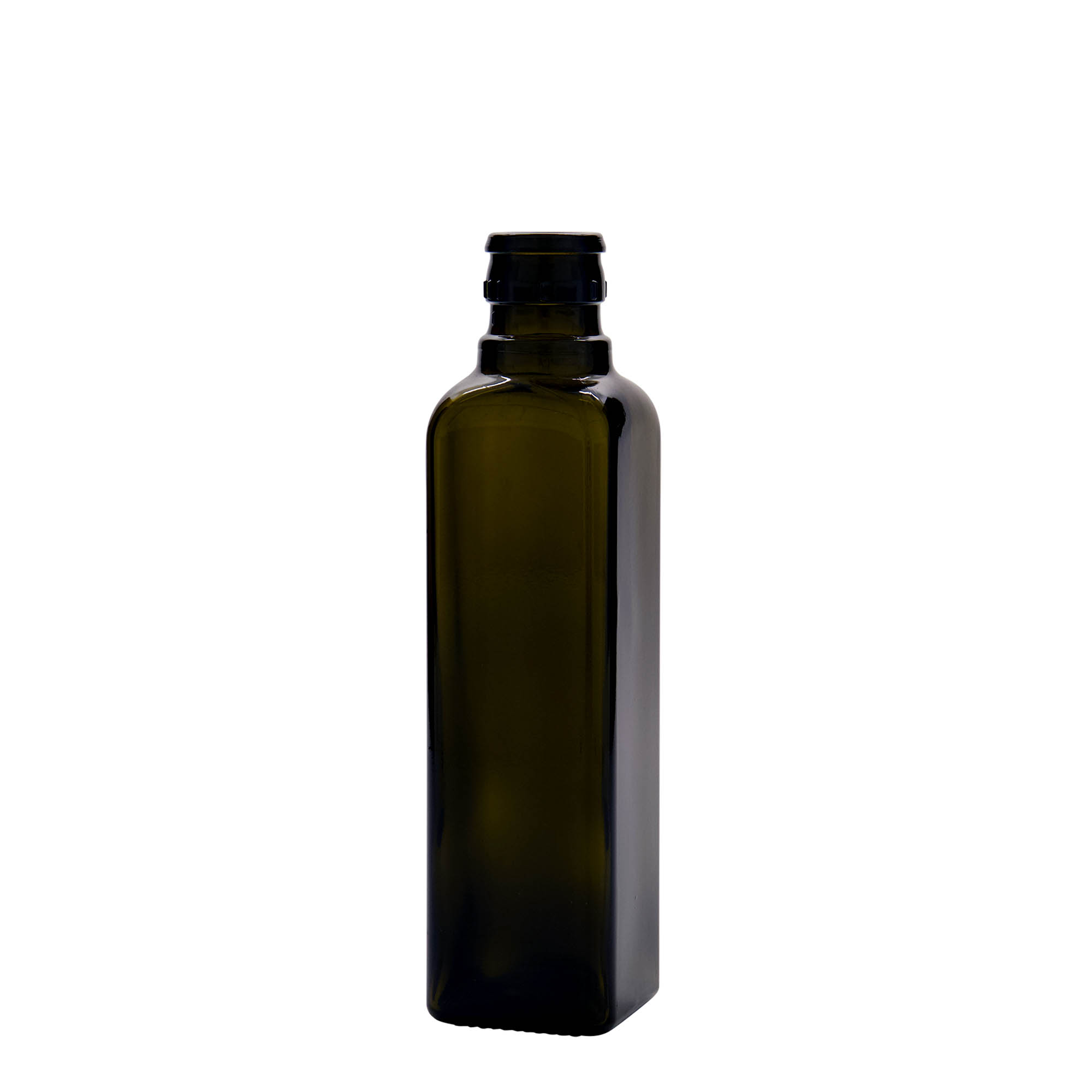 250 ml eddik-/oljeflaske "Quadra", glass, kvadratisk, antikkgrønn, åpning: DOP