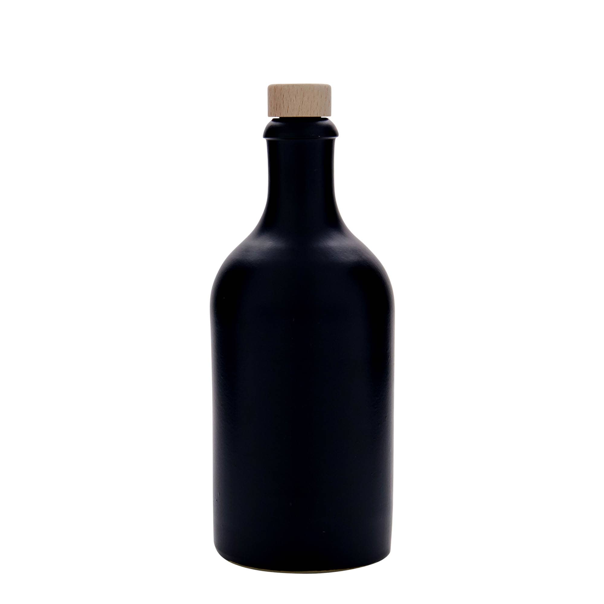 500 ml leirkrus, steintøy, svart, åpning: Kork