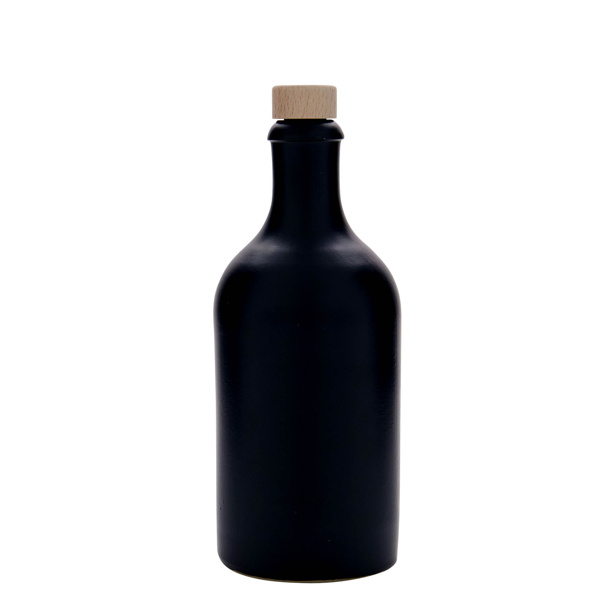 500 ml tonkrukke, steingods, svart, åpning: kork