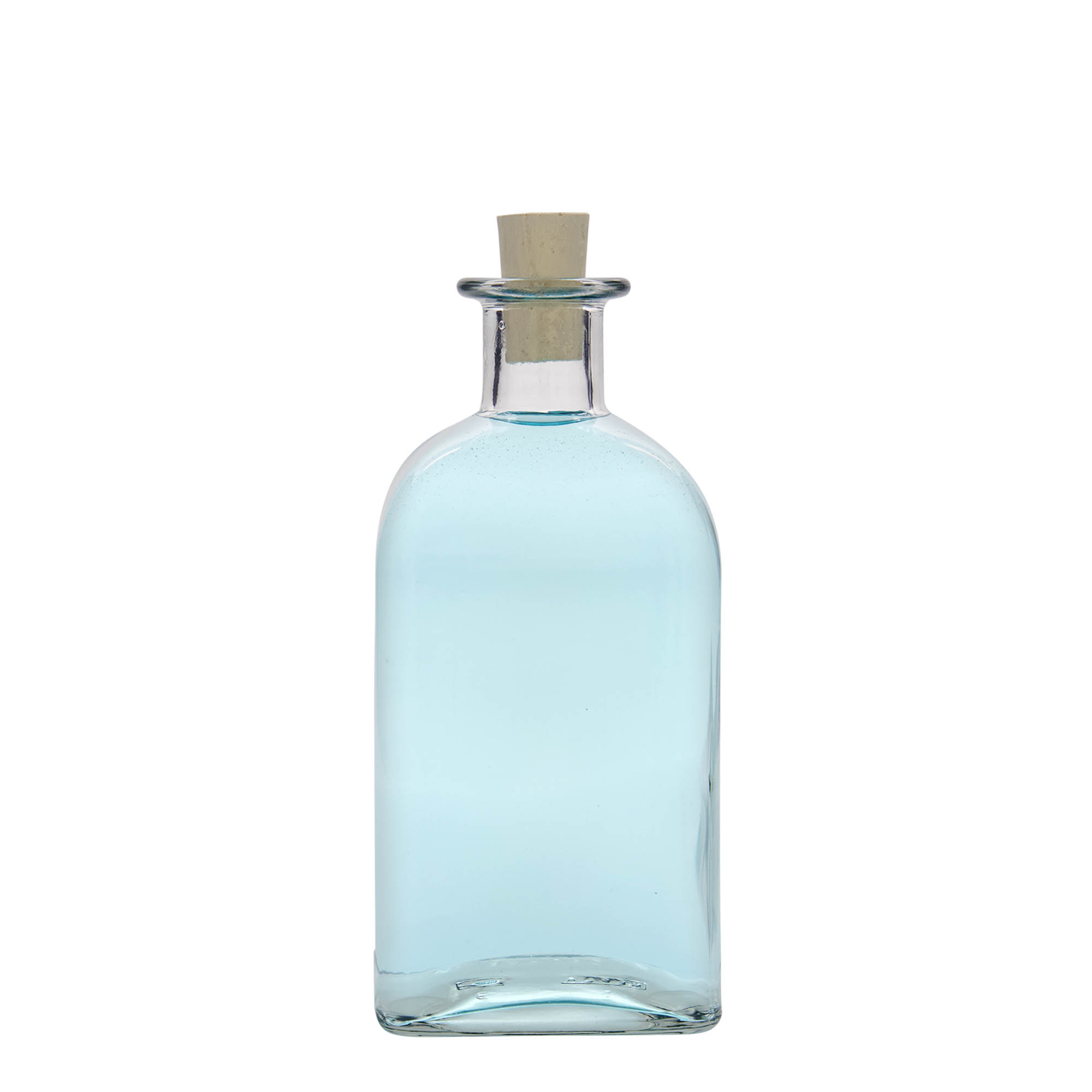500 ml glassflaske Apoteker Carré, firkantet, åpning: kork