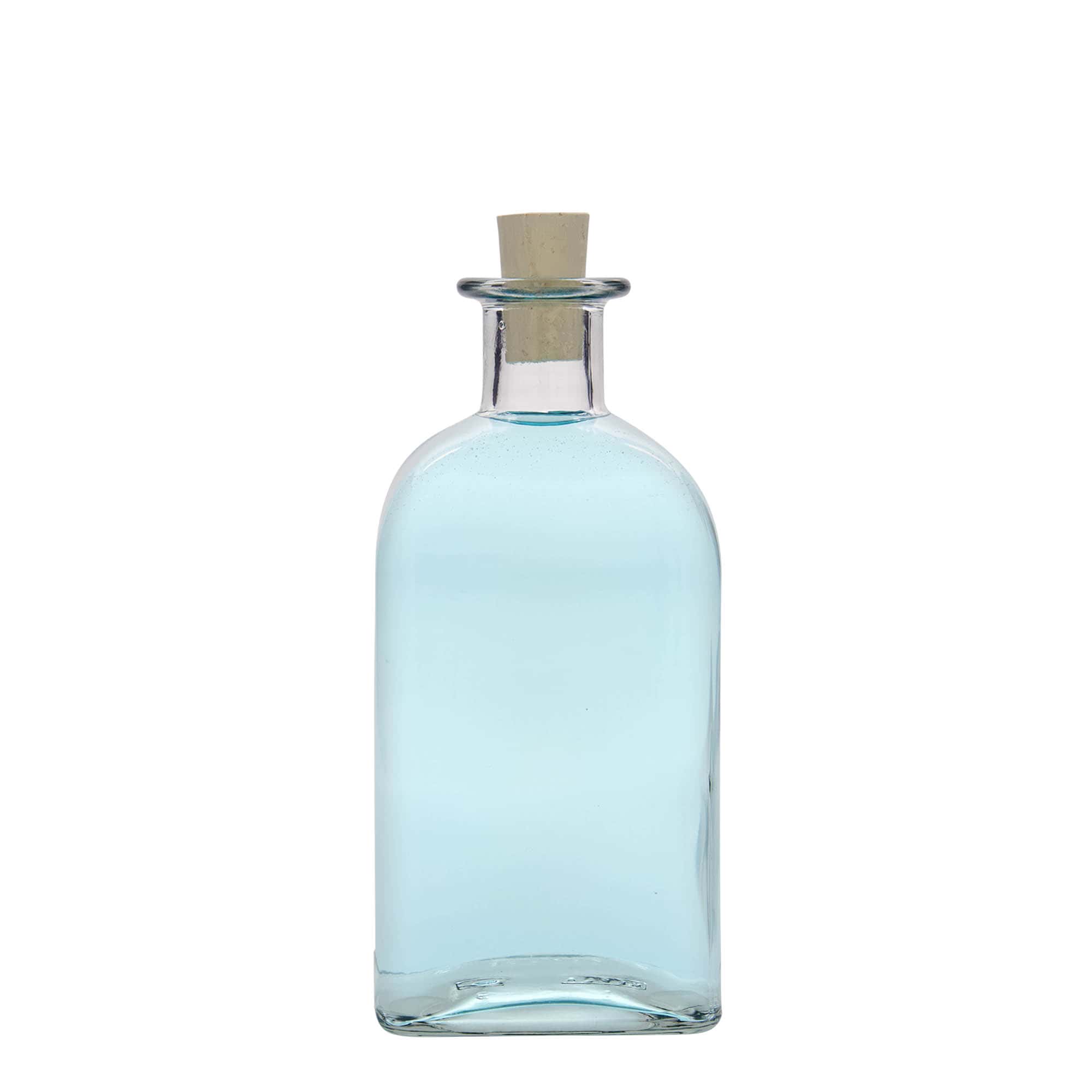 500 ml glassflaske Apoteker Carré, firkantet, åpning: kork
