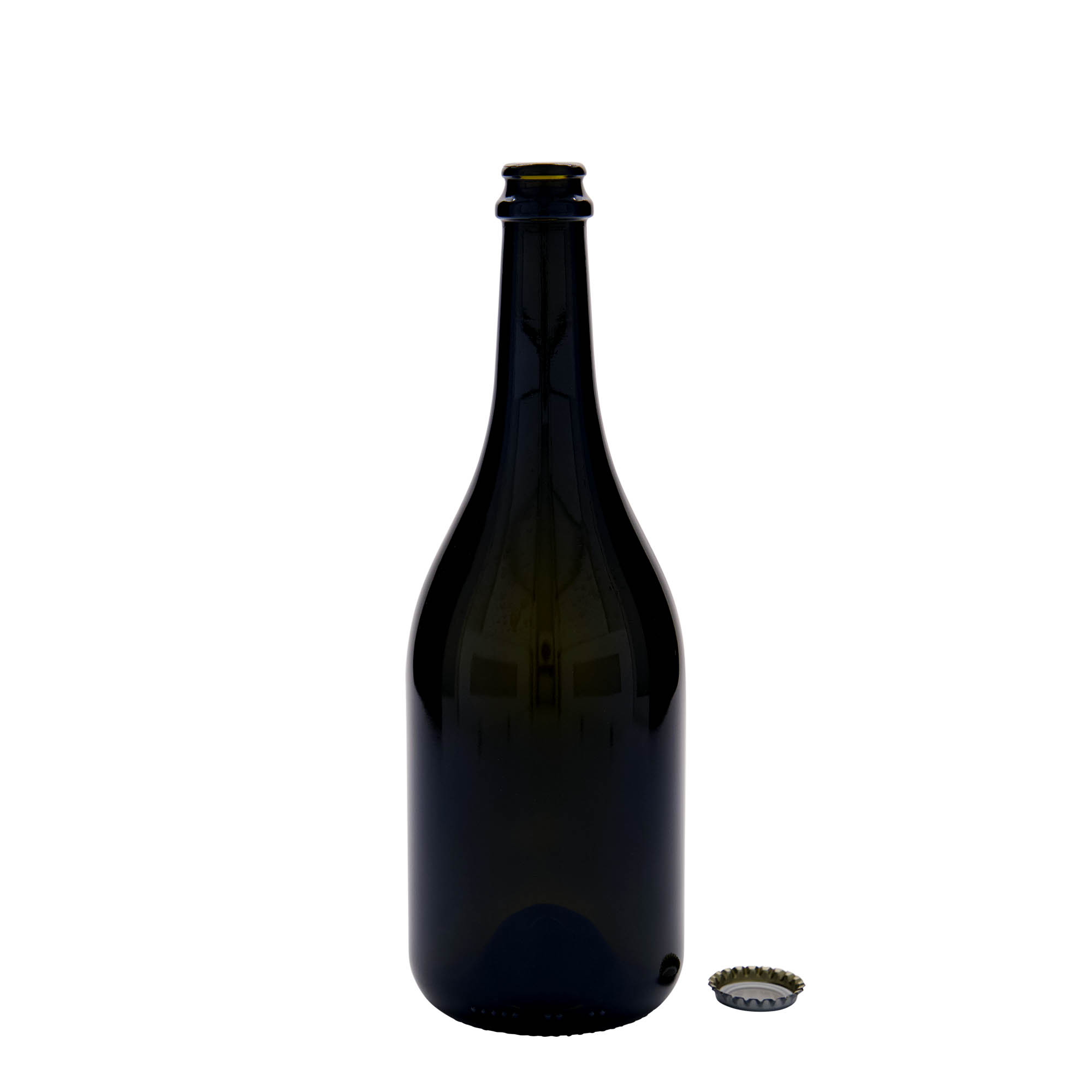 750 ml ølflaske 'Horta', glass, antikkgrønn, åpning: kronkork