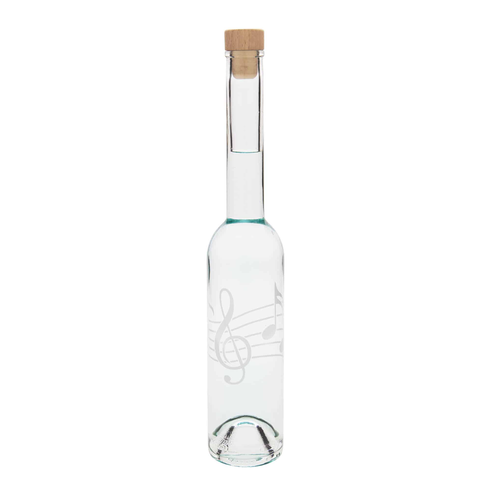 350 ml glassflaske 'Opera', motiv: musiknoter, åpning: kork