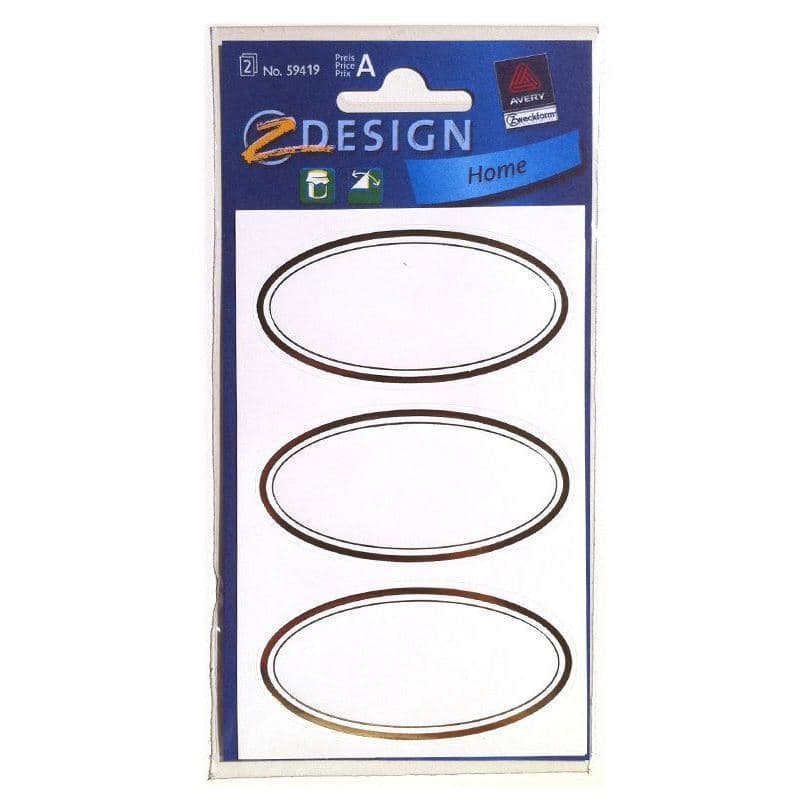 Zweckform-etiketter "Gyllen ramme", oval, papir, hvit-gull