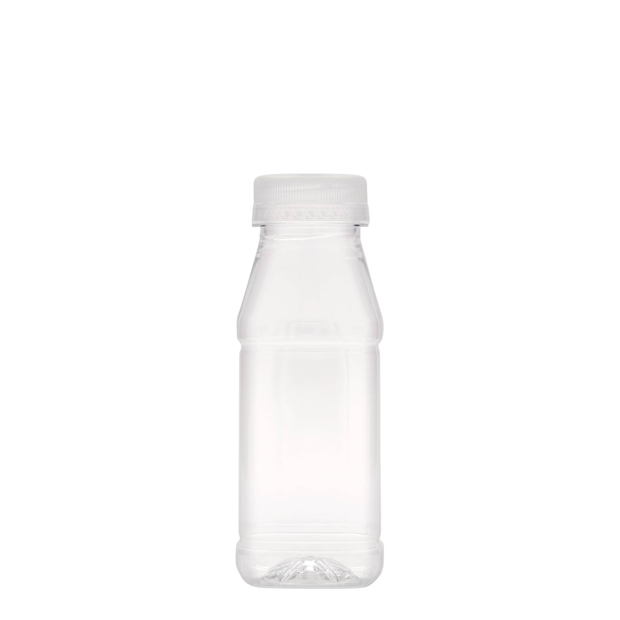 250 ml PET-flaske 'Milk and Juice Carré', firkantet, plast, åpning: 38 mm 250 ml PET-flaske 'Milk and Juice Carré', firkantet, plast, åpning: 38 mm