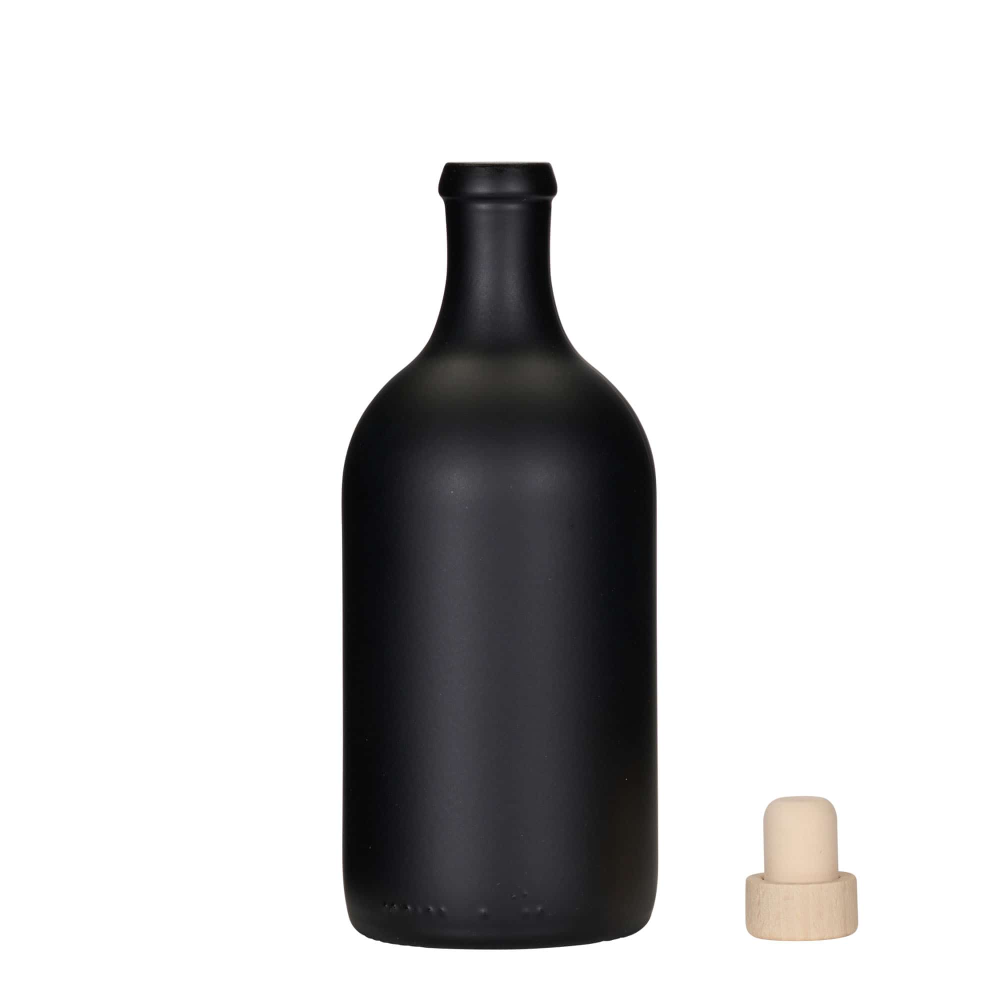 500 ml glassflaske 'Ginevra Leggera', svart, åpning: kork