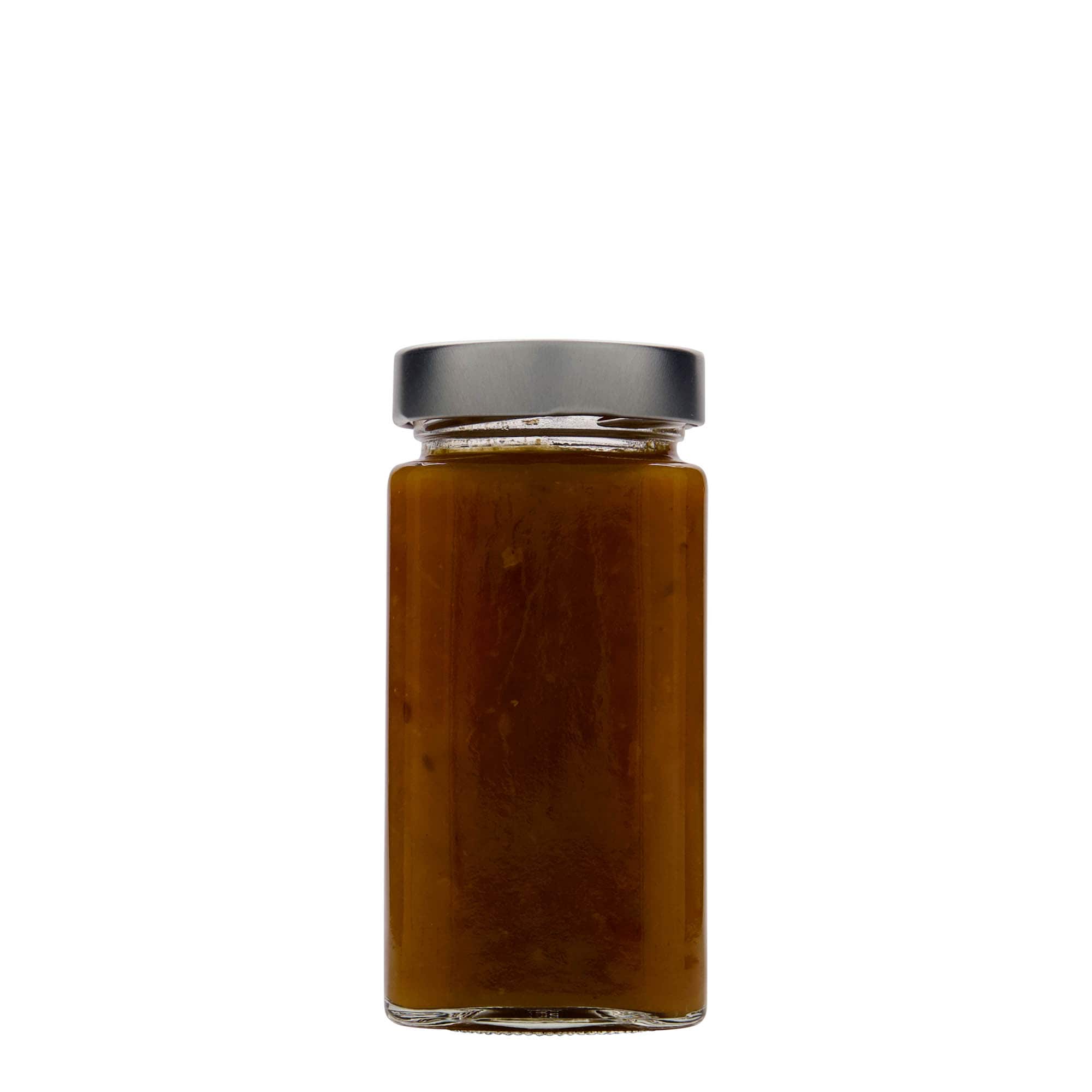 314 ml firkantglass 'Funny', åpning: Deep-Twist-Off (DTO 58)