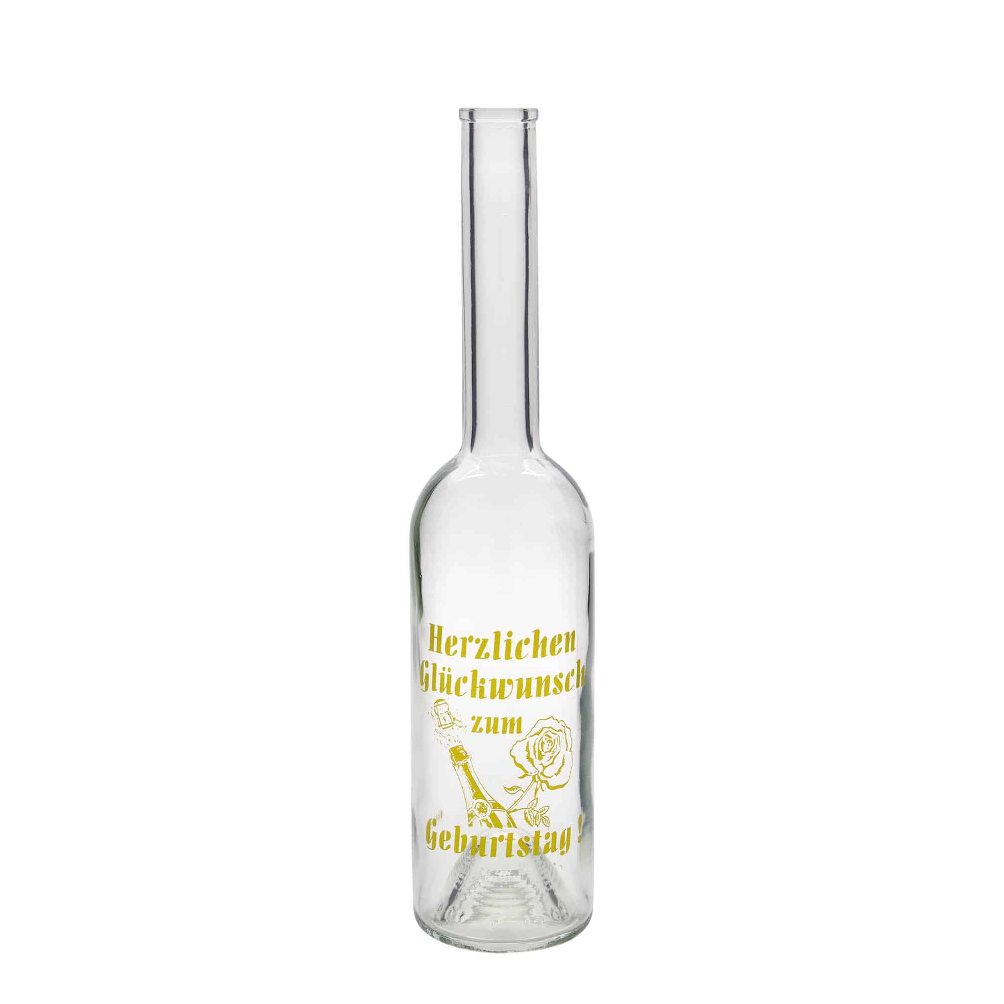 500 ml glassflaske "Opera", motiv: Bursdagssflaske, åpning: Kork 500 ml glassflaske "Opera", motiv: Bursdagssflaske, åpning: Kork