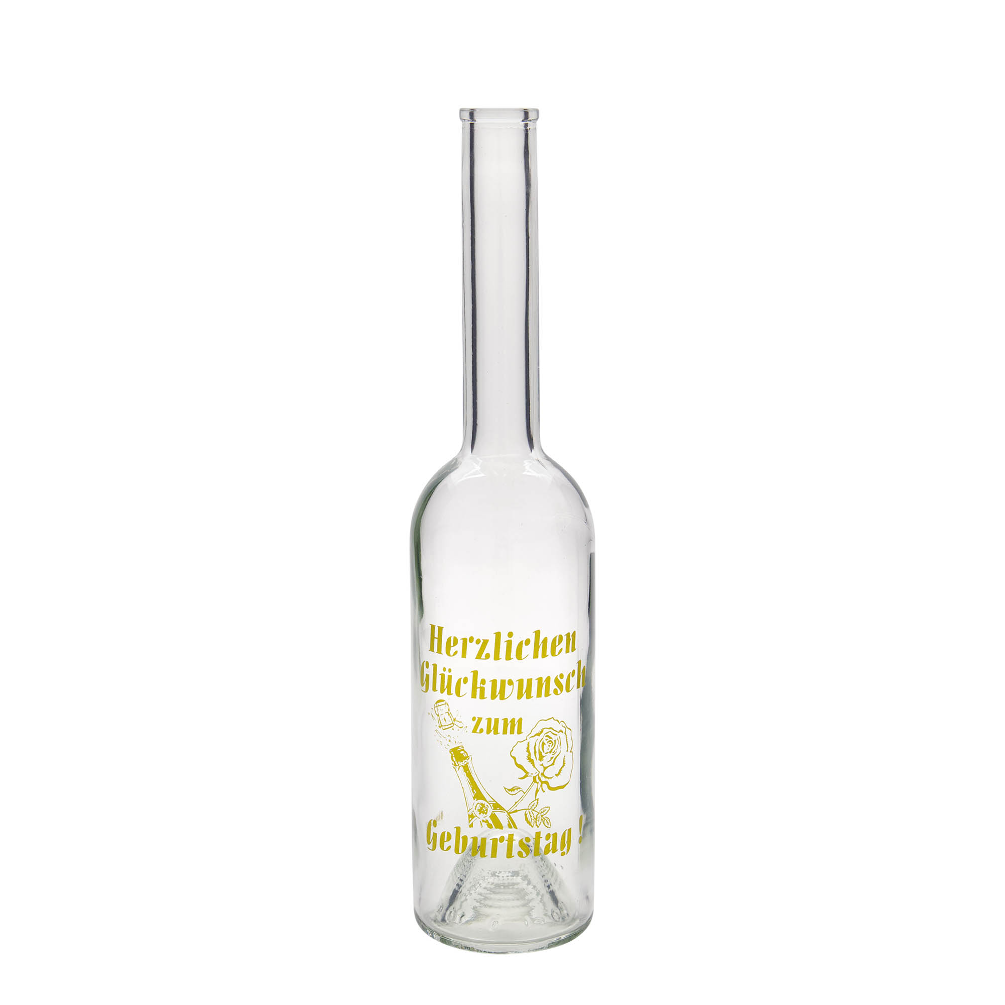 500 ml glassflaske 'Opera', motiv: bursdagsflaske, åpning: kork 500 ml glassflaske 'Opera', motiv: bursdagsflaske, åpning: kork