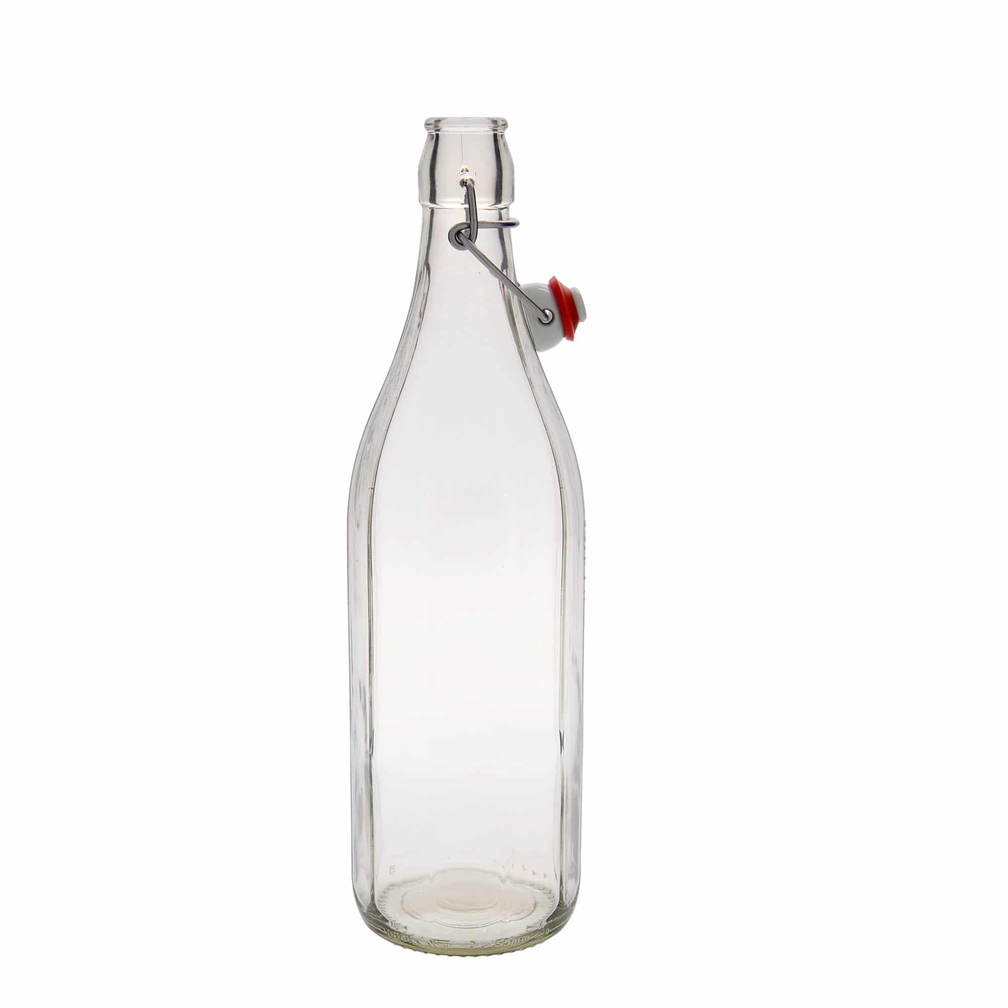 1000 ml glassflaske "Bravo", tikantet, åpning: Bøylelokk
