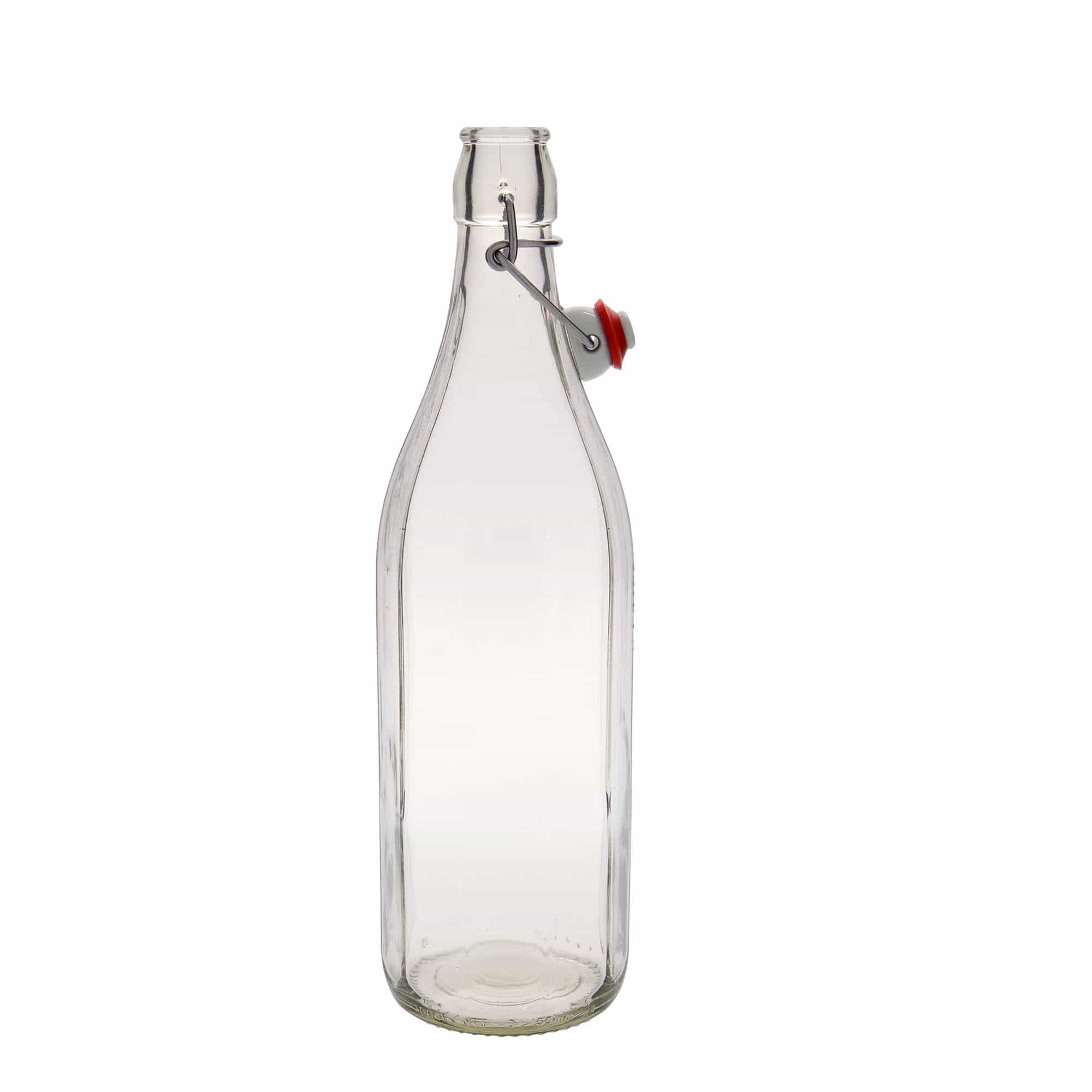 1.000 ml glassflaske 'Bravo' #, ti-kantet, åpning: bøylelås
