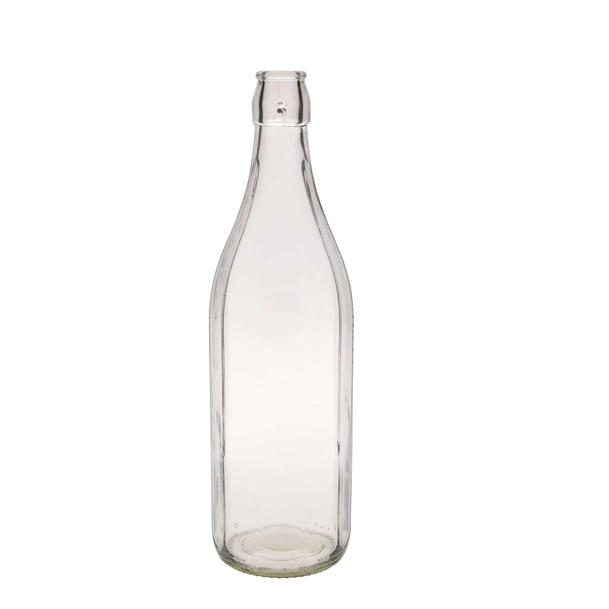 1.000 ml glassflaske 'Bravo' #, ti-kantet, åpning: bøylelås