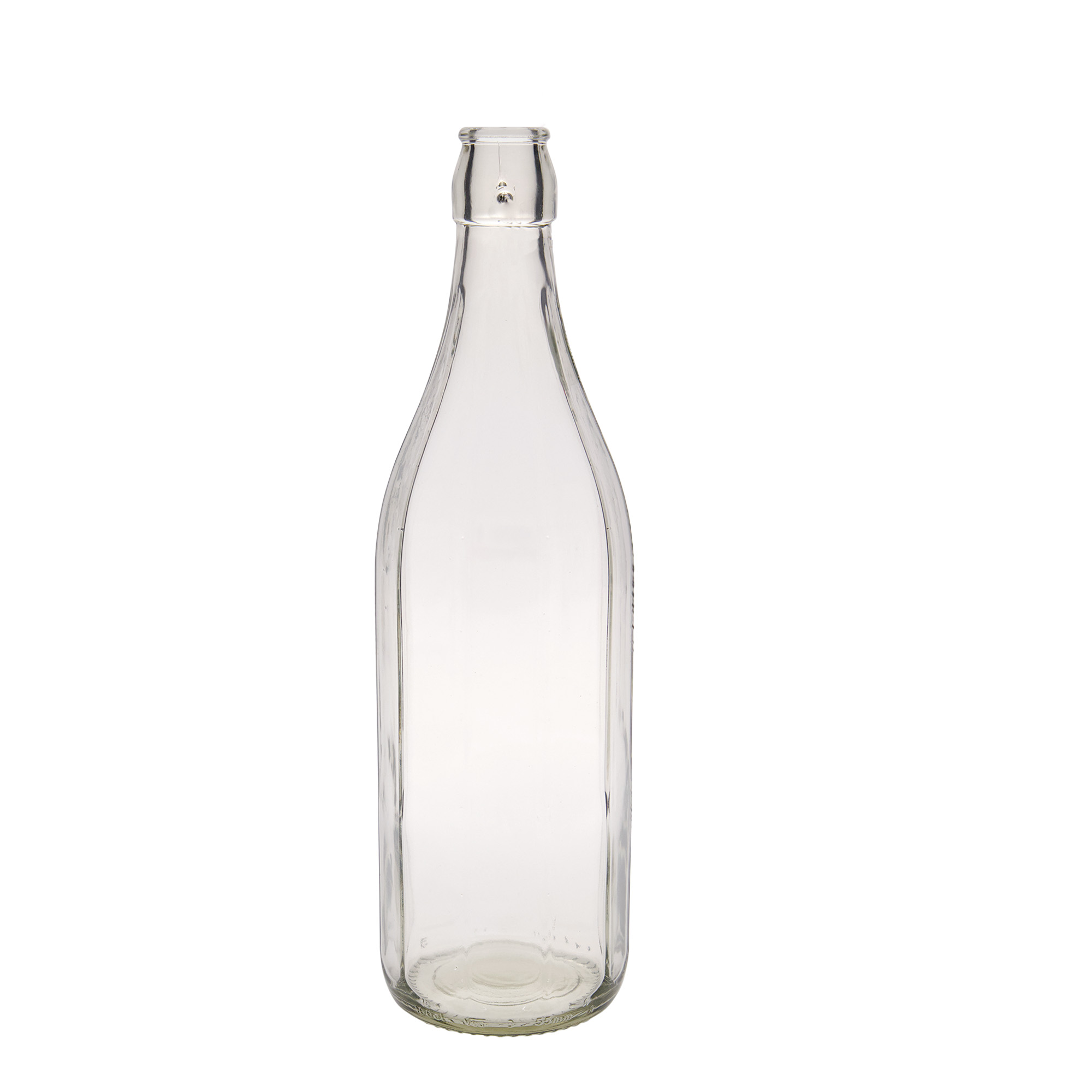 1.000 ml glassflaske 'Bravo', ti-kantet, åpning: bøylelås