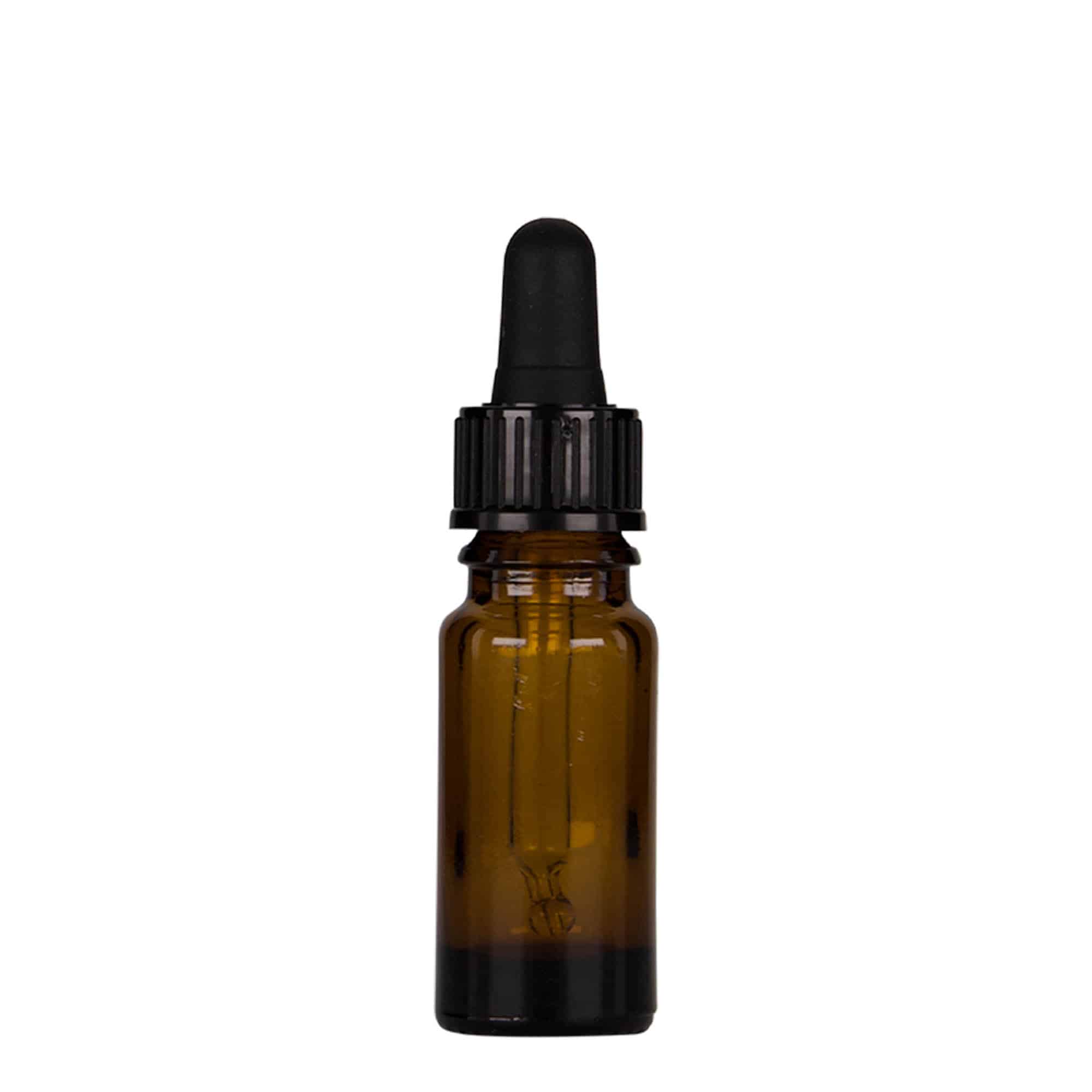 10 ml pipetteflaske medisin, glass, brun-svart, åpning: DIN 18