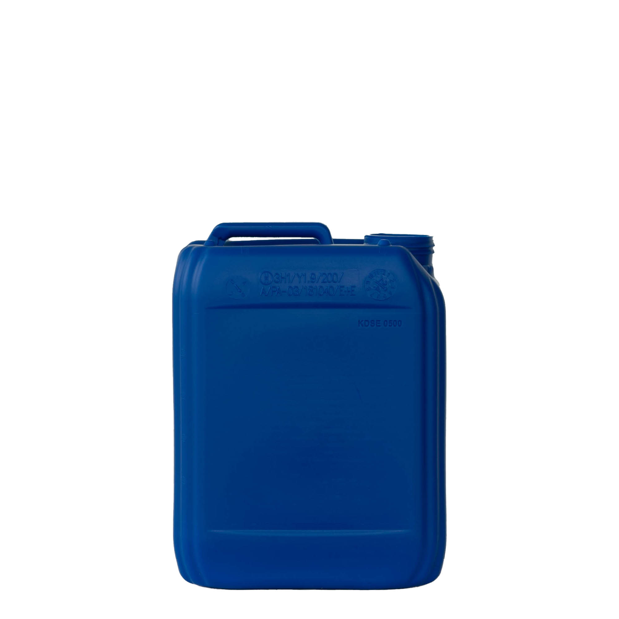 5 l kanne, rektangulær, HDPE-plast, blå, åpning: ND 55