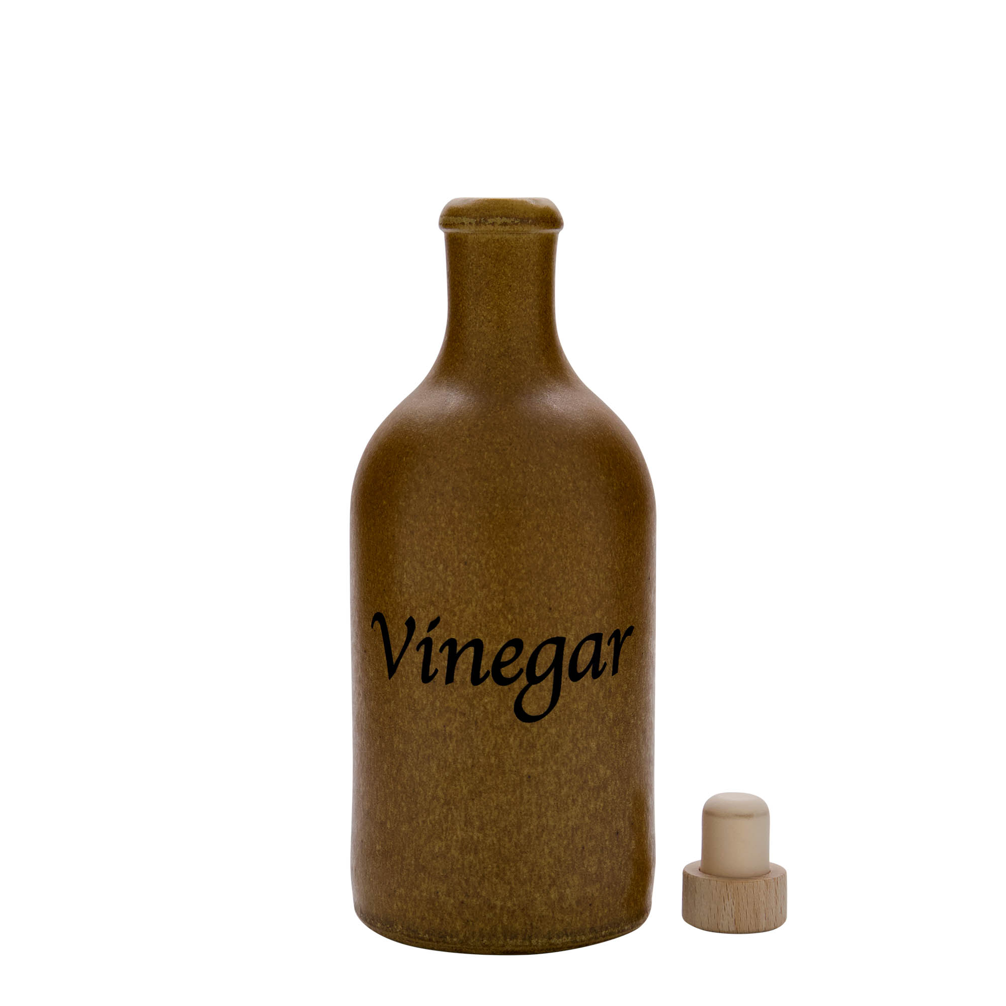 500 ml tonkrus, motiv: eddik, steingods, brun-krystall, åpning: kork 500 ml tonkrus, motiv: eddik, steingods, brun-krystall, åpning: kork