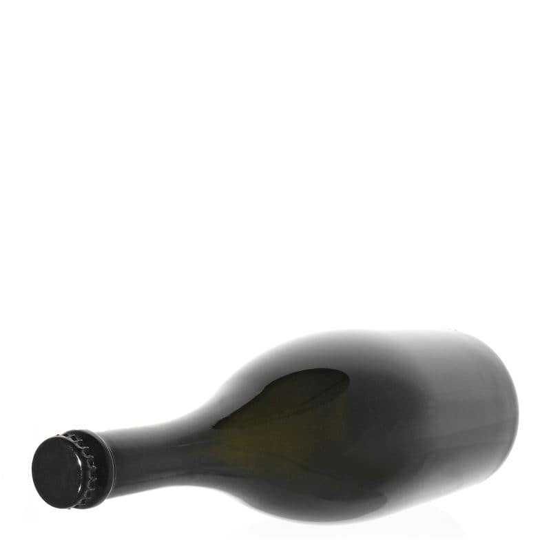 750 ml champagneflaske "Carmen", glass, antikkgrønn, åpning: Kronlokk